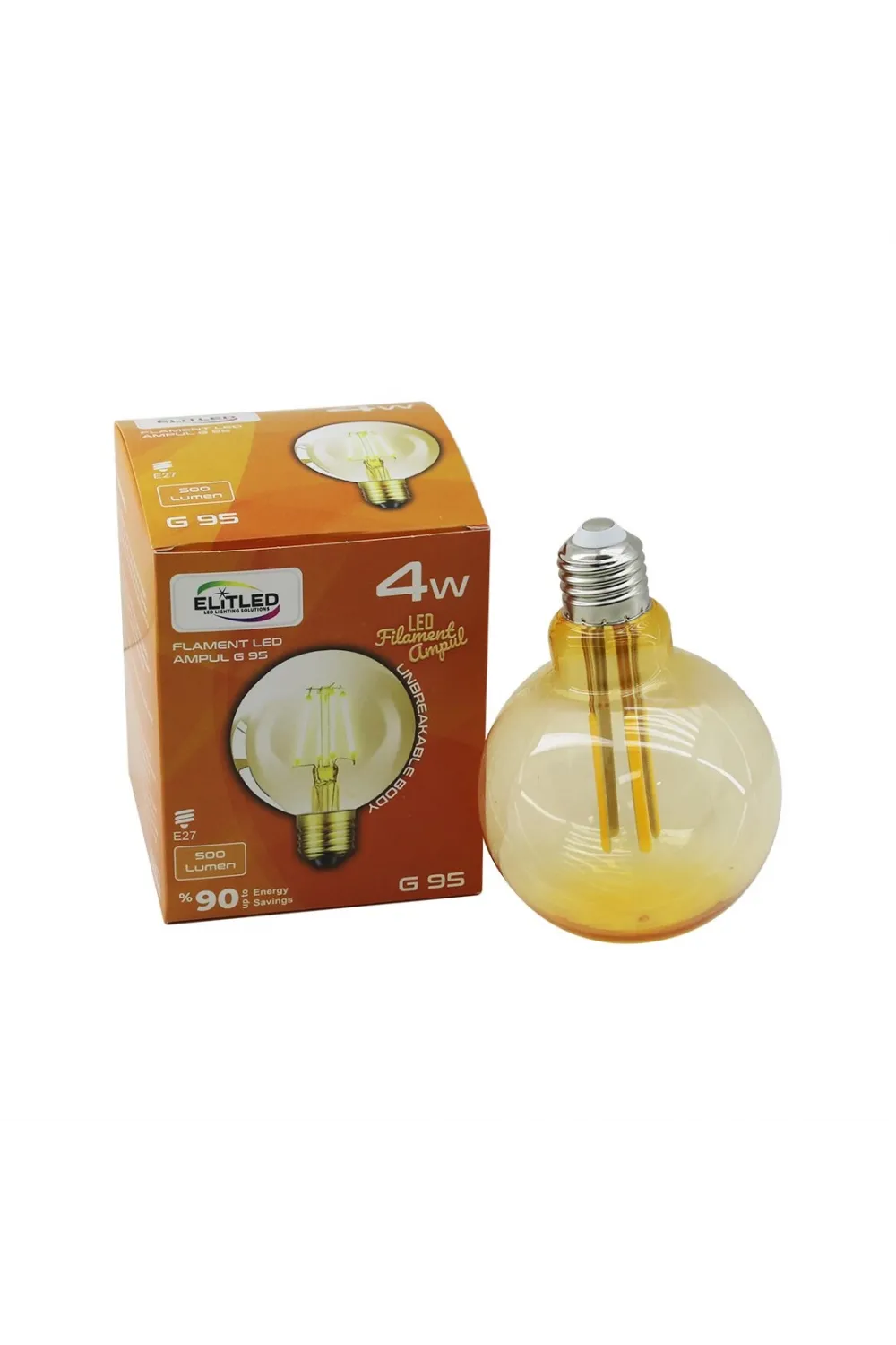 4w - E27 Gold Color Flament Rustik Ampul 400lumen - 2200k Kırılmaz Gövde