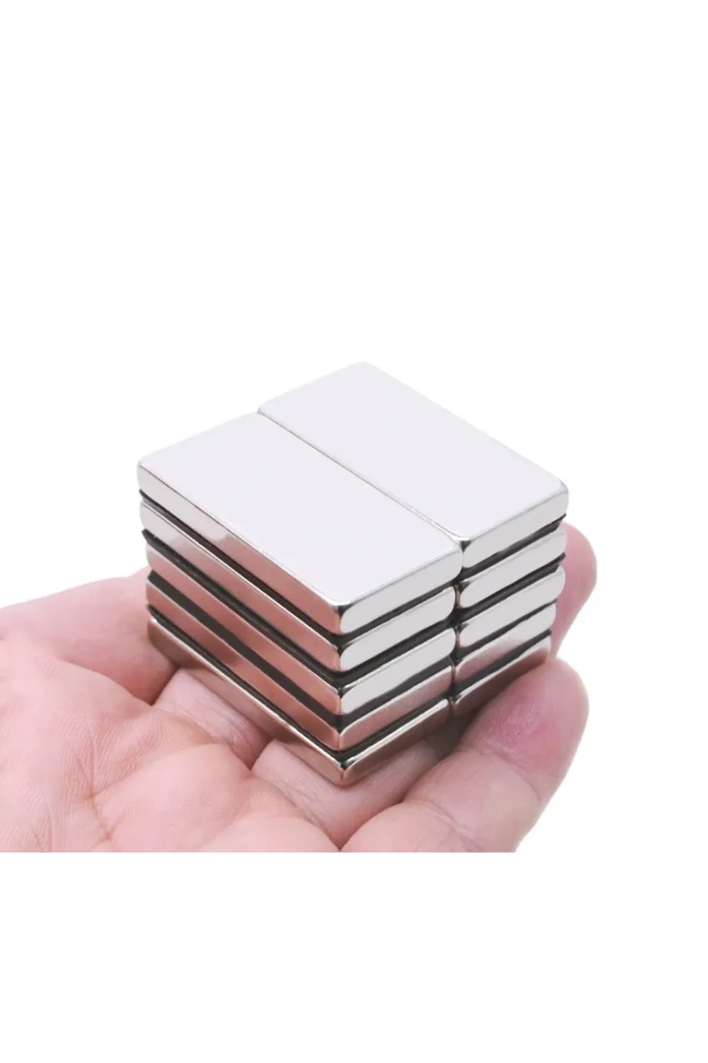 5li Set: N35 Sınıfı 40x20x5 mm Köşeli Neodyum Mıknatıs (Nikel Kaplama)