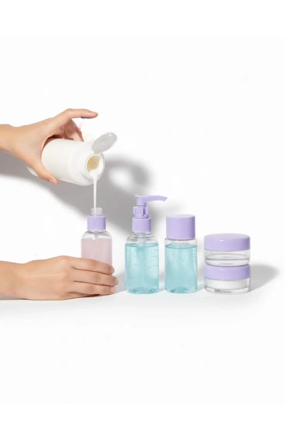 5 Parça Şeffaf Seyahat Kozmetik Seti 30 Ml