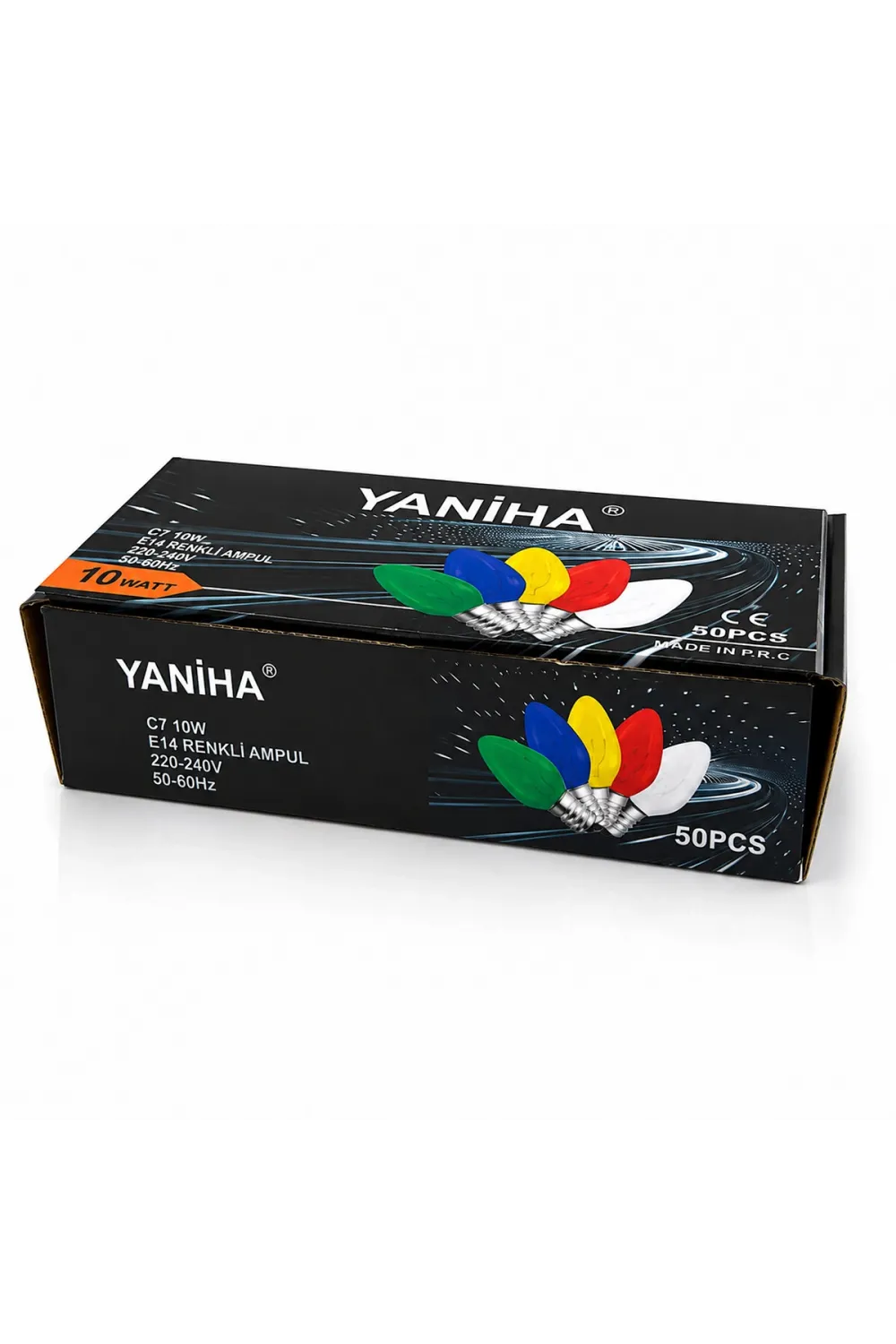 50 Adet Mix Renkli Gece Lambası Ampul E14 - 10w C7