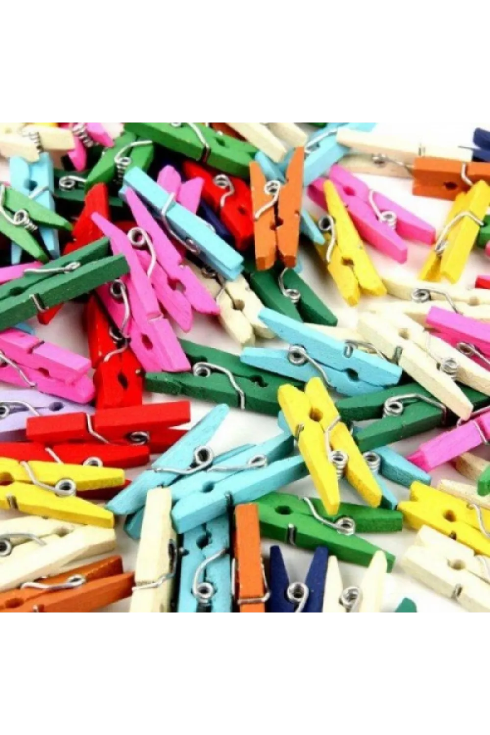50li Renkli Ahşap Mandal 3.5cm (10lu Paket-500 Adet)