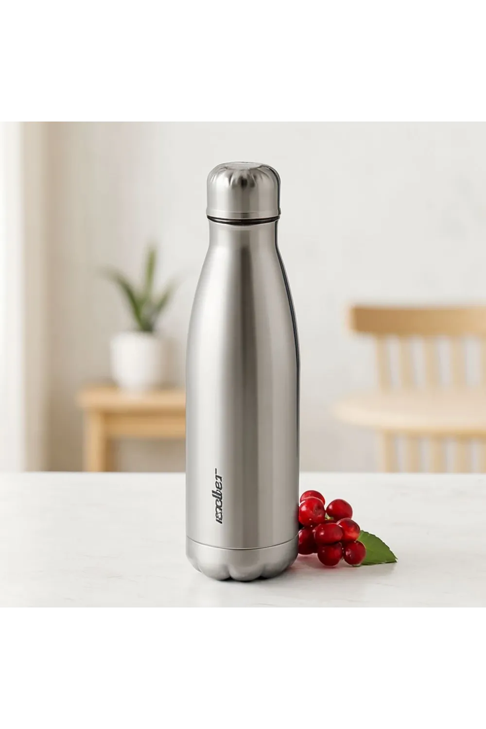 500 ml Paslanmaz Çelik Şişe Termos (Krom, Kaydırmaz Taban)