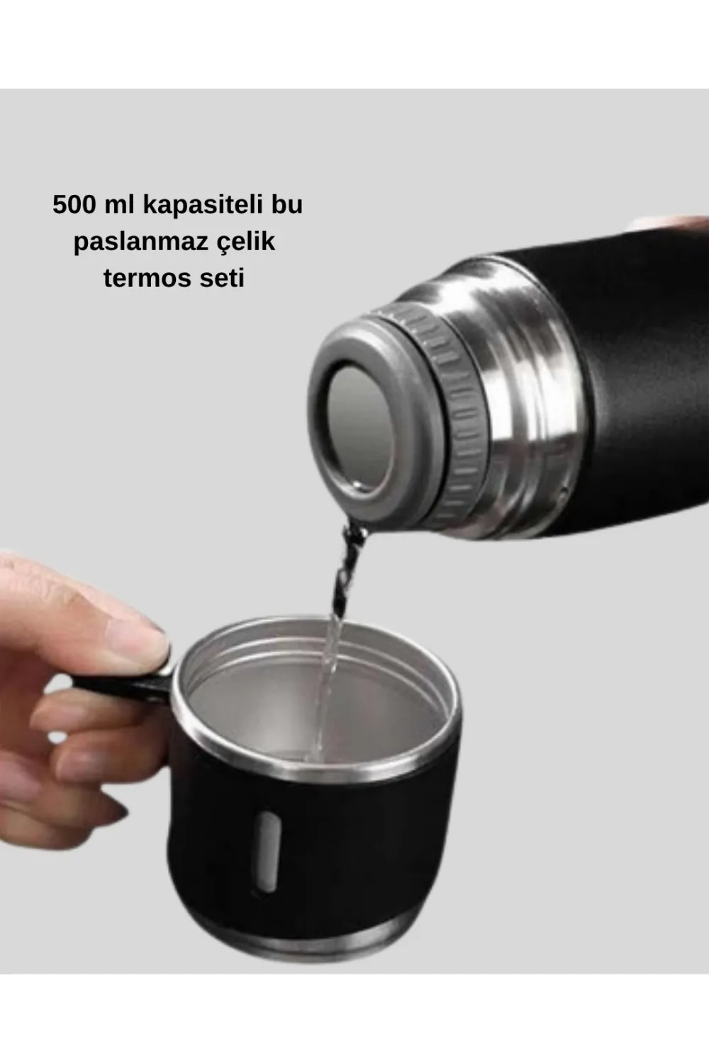 500 Ml Paslanmaz Çelik Termos Seti – Sızdırmaz, Vakumlu, Isı Koruma Özellikli, Taşınabilir Termos