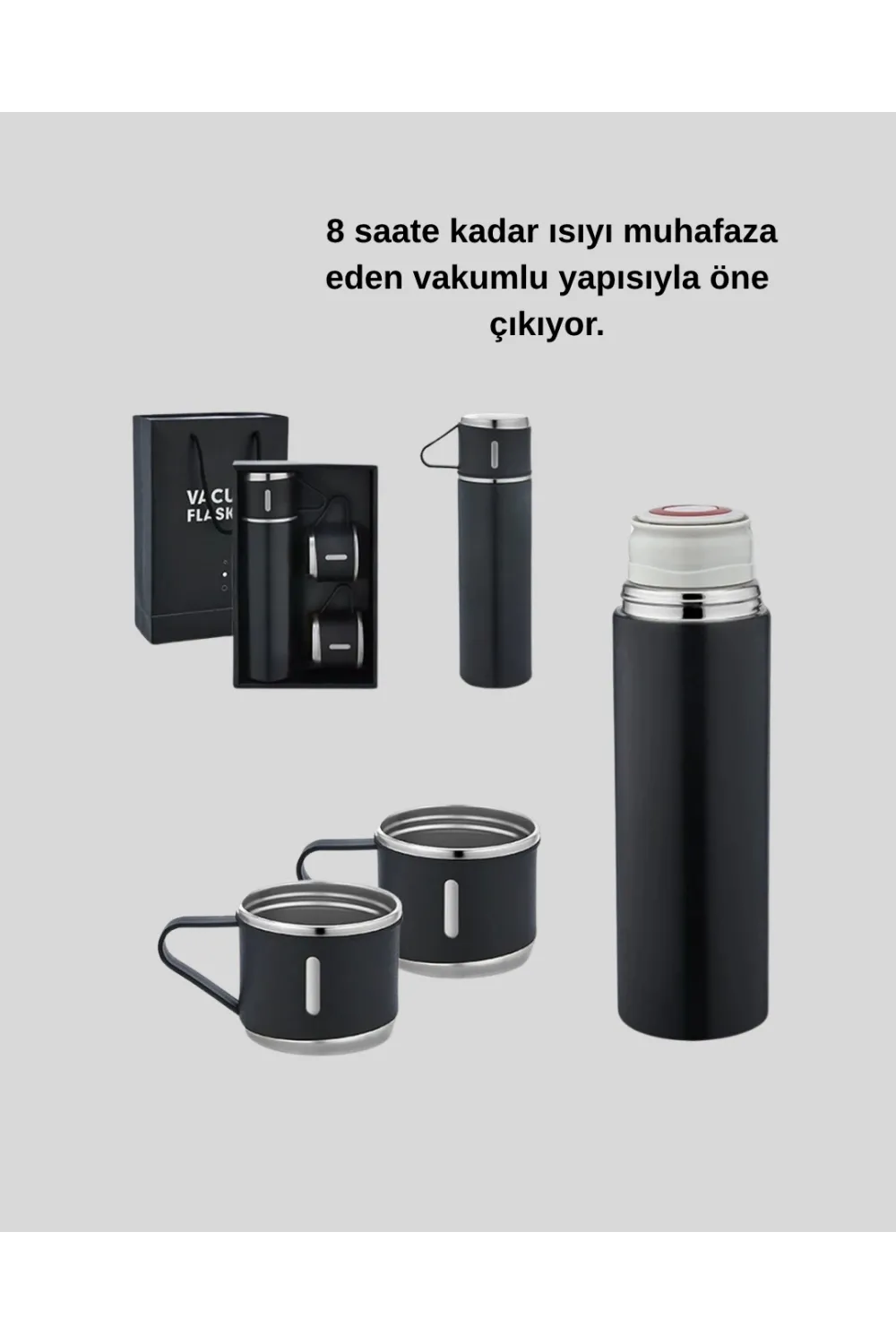500 Ml Paslanmaz Çelik Termos Seti – Sızdırmaz, Vakumlu, Isı Koruma Özellikli, Taşınabilir Termos