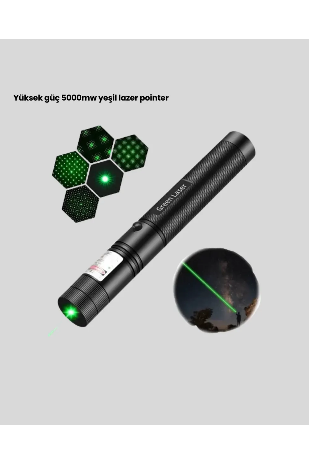 5000mw Yeşil Lazer Pointer Profesyonel Uzun Menzilli