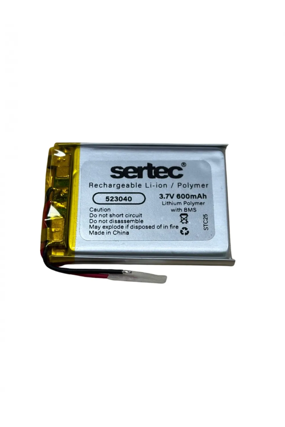 523040 3.7V 600 MAh Li-Polymer Pil (Devreli/1.5A)