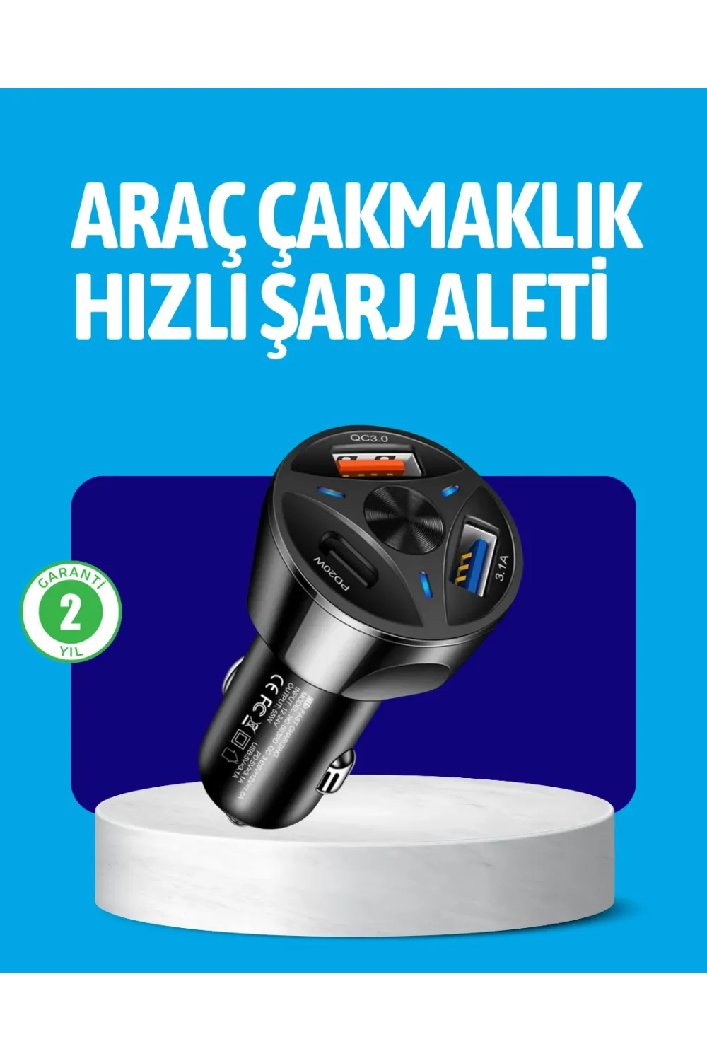 55w Güçlü Araç Şarj Cihazı Power Delivery Destekli