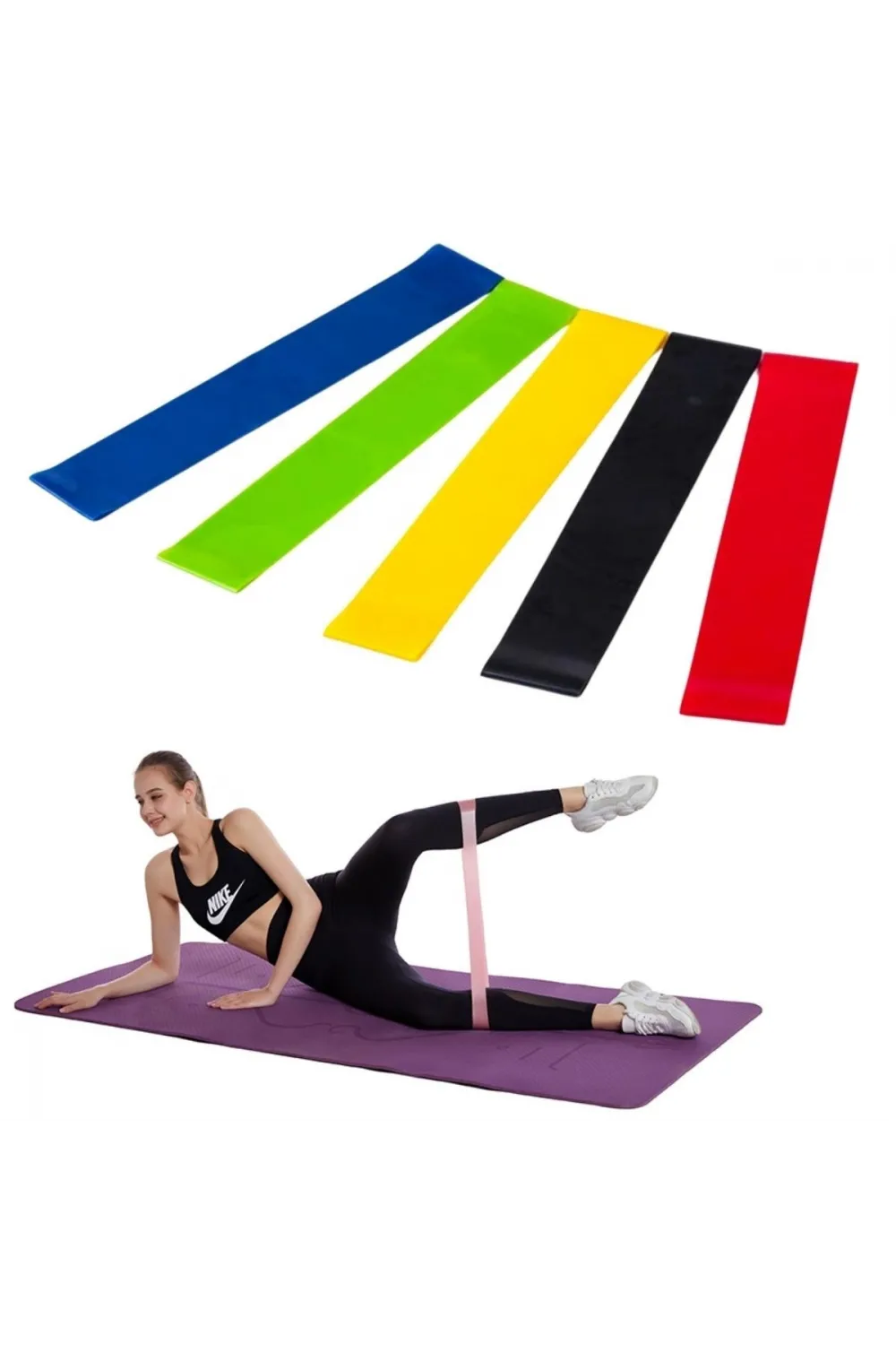 5li Egzersiz Direnç Bant Seti Pilates Crossfit Ekipmanları