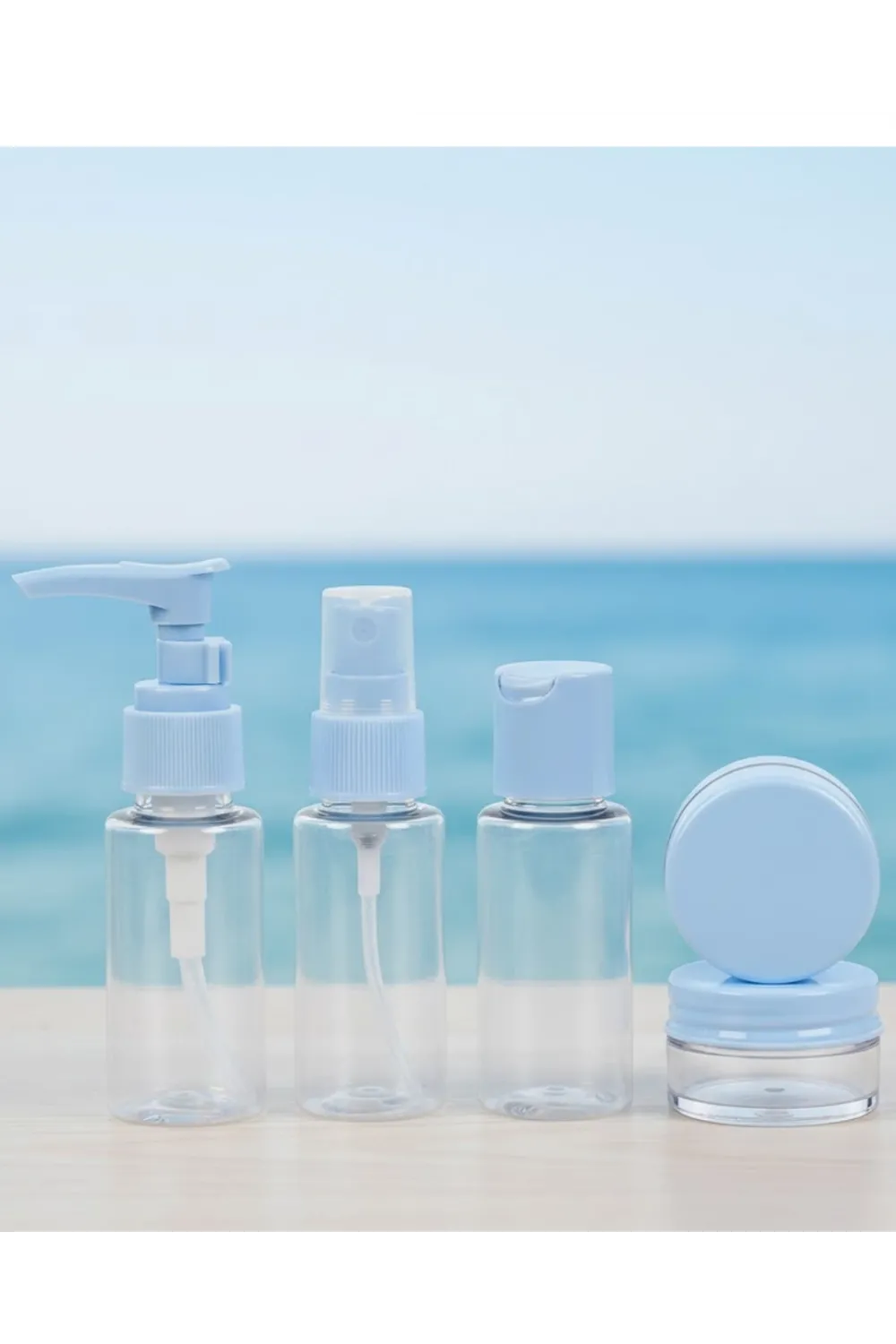 5’li Seyahat Dolum Şişe Seti 30 Ml Şeffaf Taşıma Çantalı