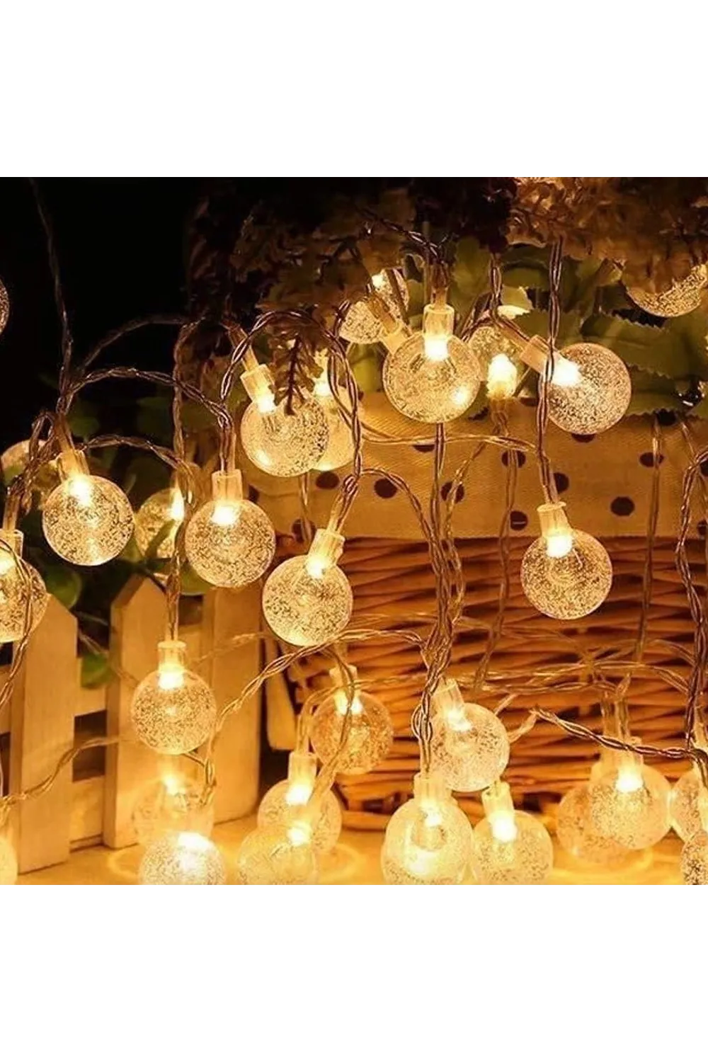 5M 28 Led Kristal Top Gün Işığı Şeffaf Kablo Fişli Eklemeli MZ-18-14