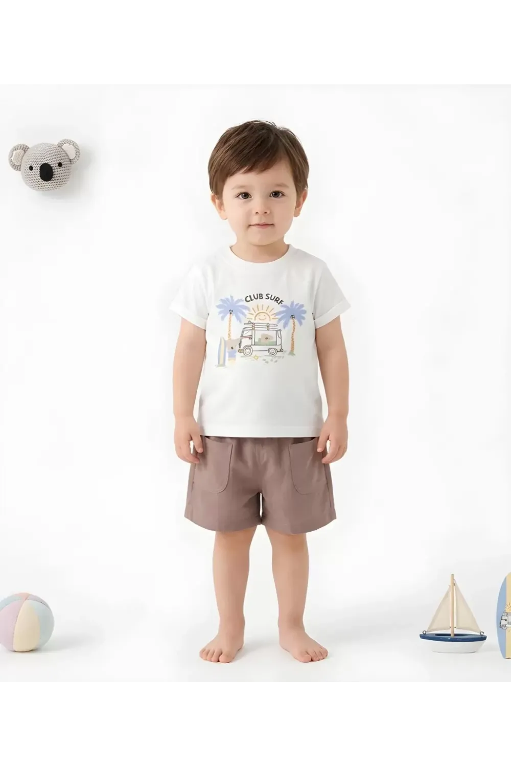 6/24 Ay Gabardin Şort Basic Tişört Bebek Takımı