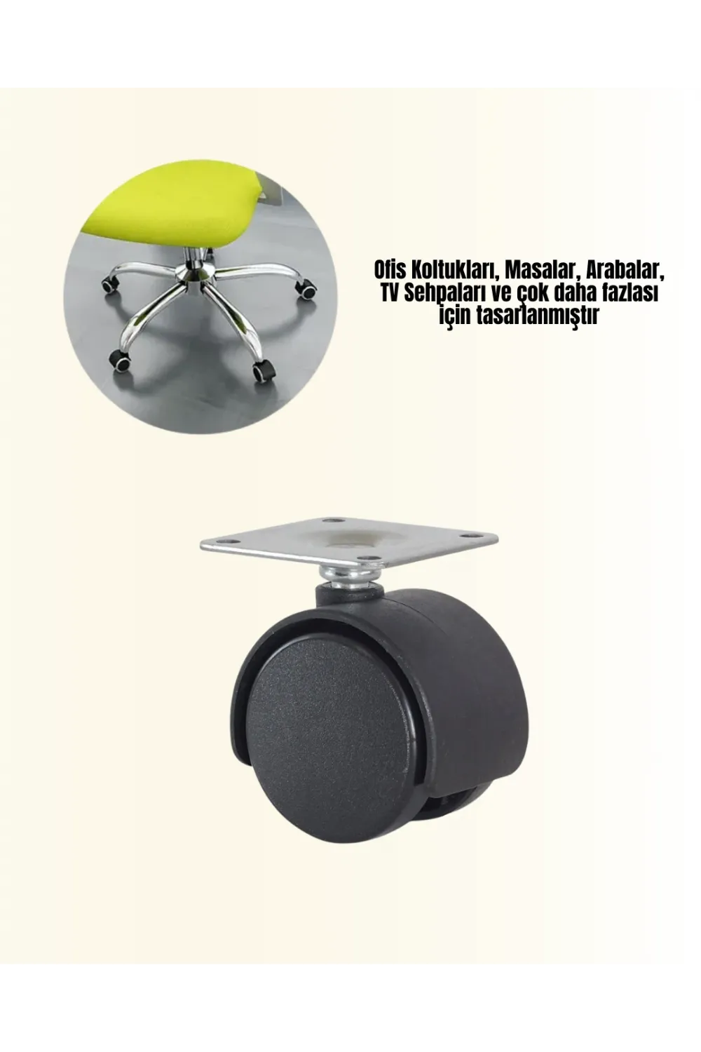 6 Cm Kilitsiz Masa Ayağı Tekerleği 4’lü Set Çok Amaçlı