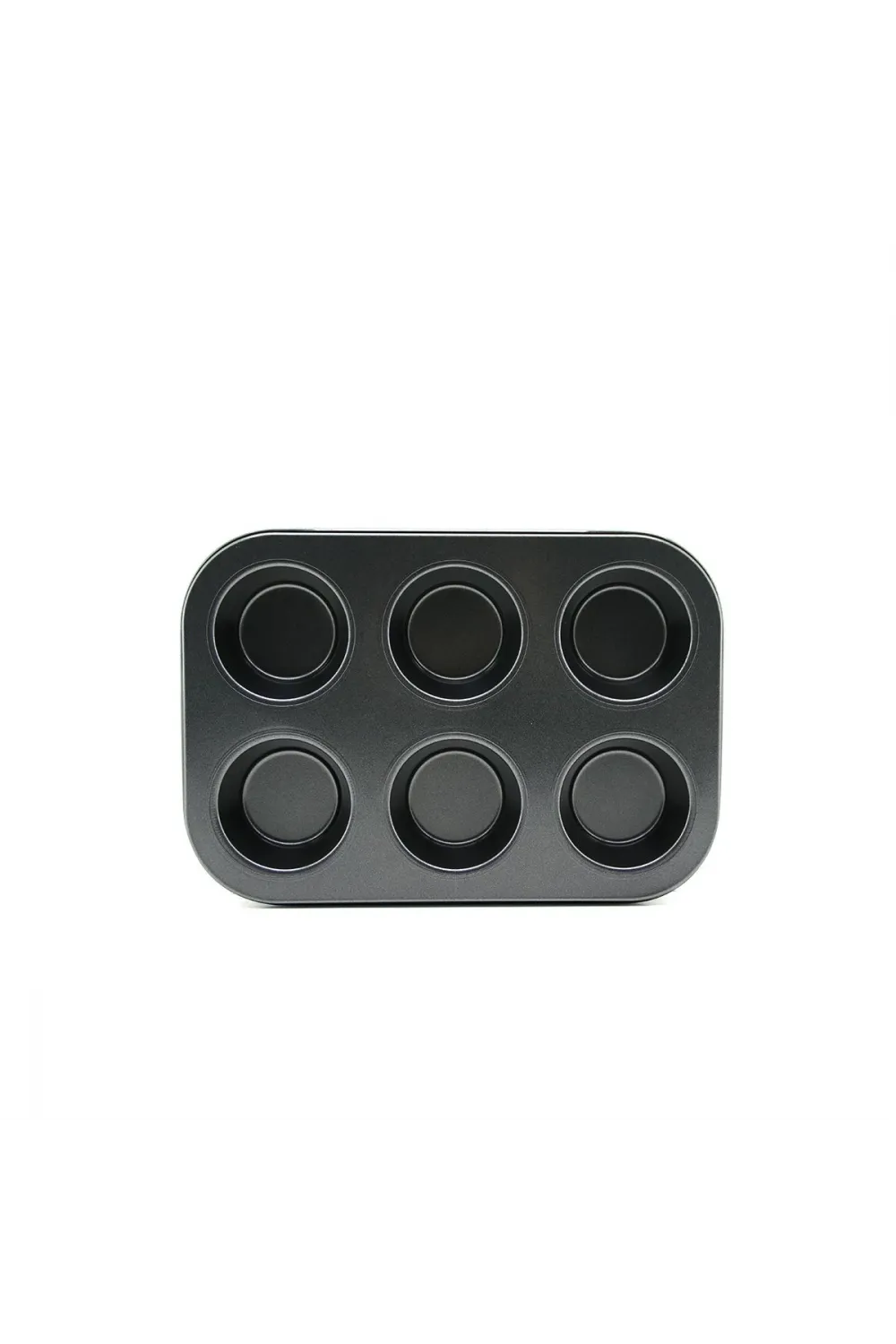 6 Gözlü Siyah Metal Muffin Kalıbı
