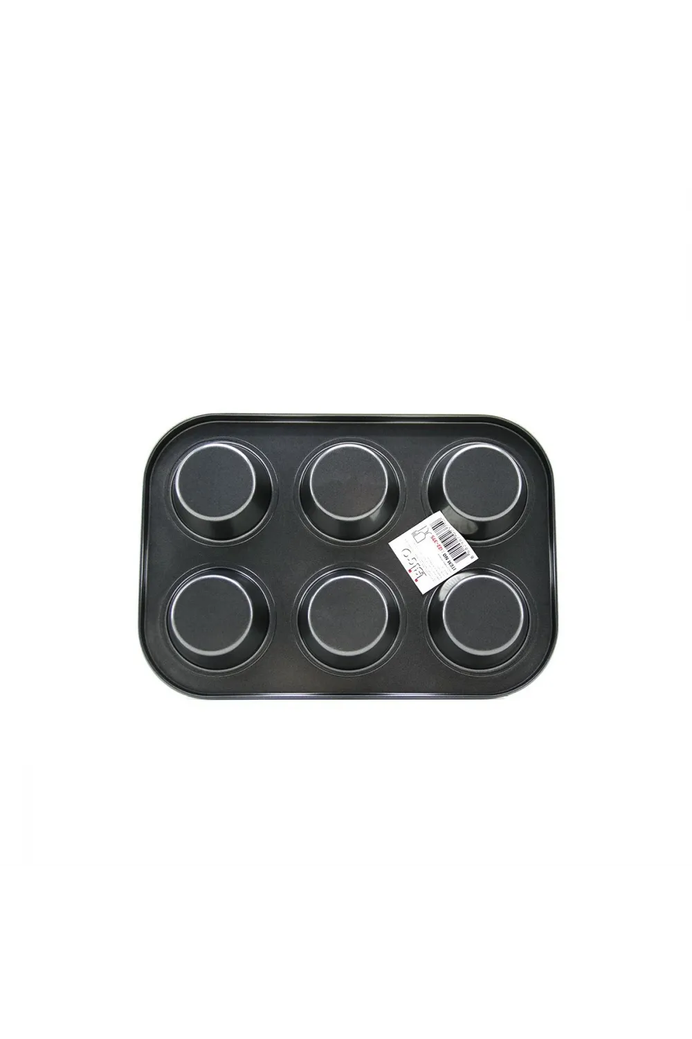 6 Gözlü Siyah Metal Muffin Kalıbı