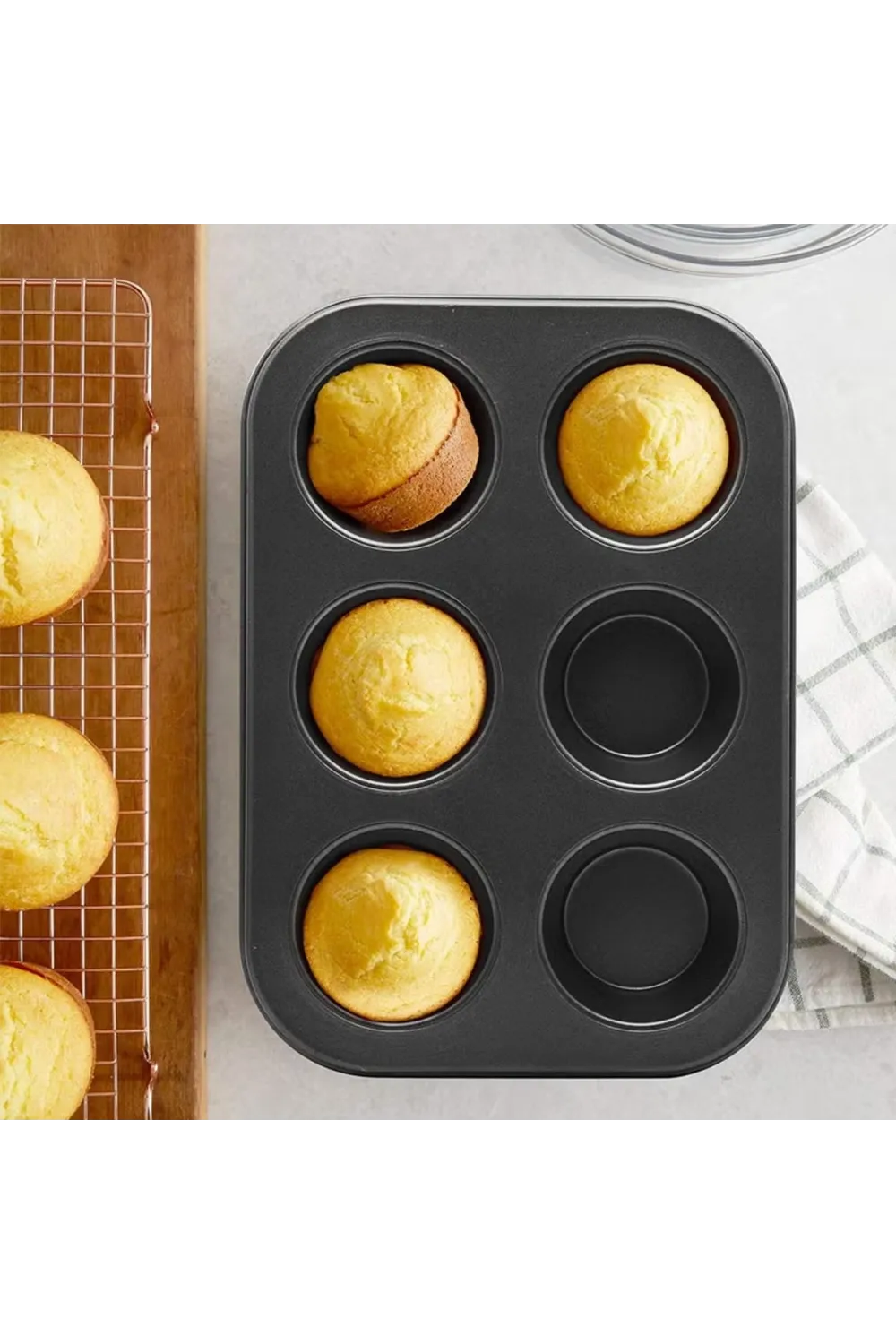 6 Gözlü Siyah Metal Muffin Kalıbı