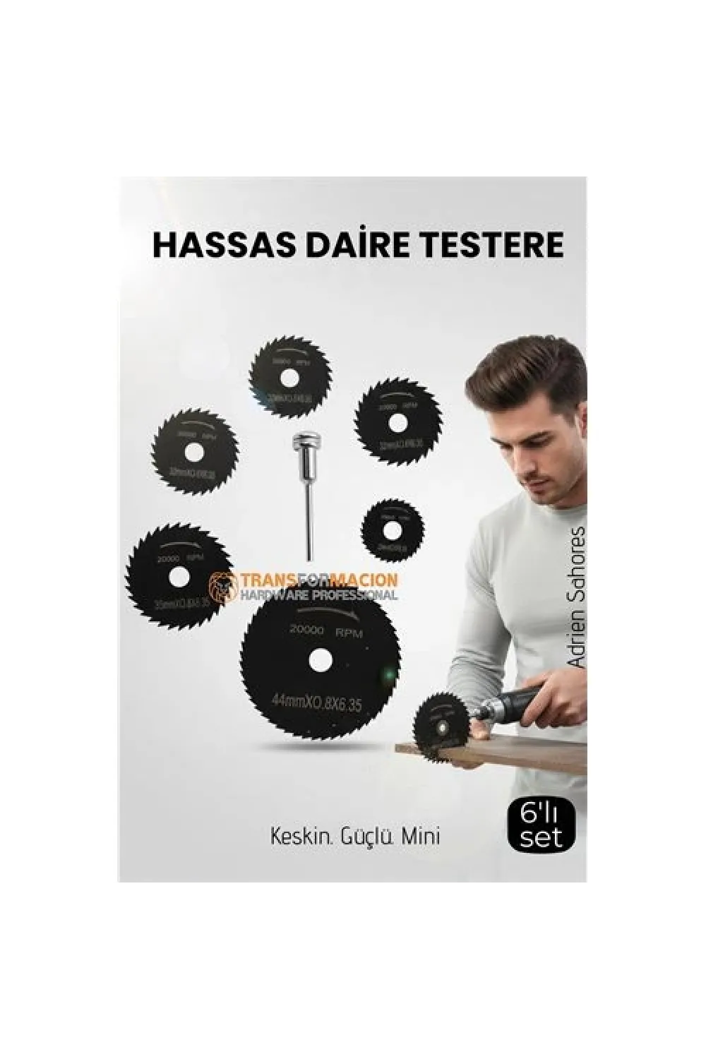 6lı Karbür Çelik Mini Daire Testere Seti - HSS Döner Kesici Bıçak ve Mandren Takımı