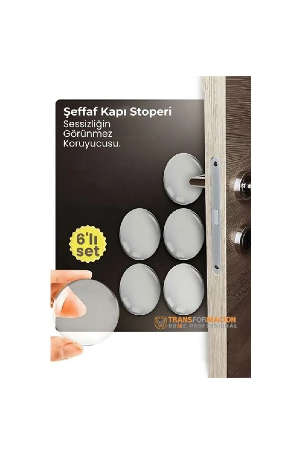 6lı Kristal Koruma  Şeffaf Kapı Stoperi Tampon Seti | Duvar & Mobilya Çarpma Önleyici