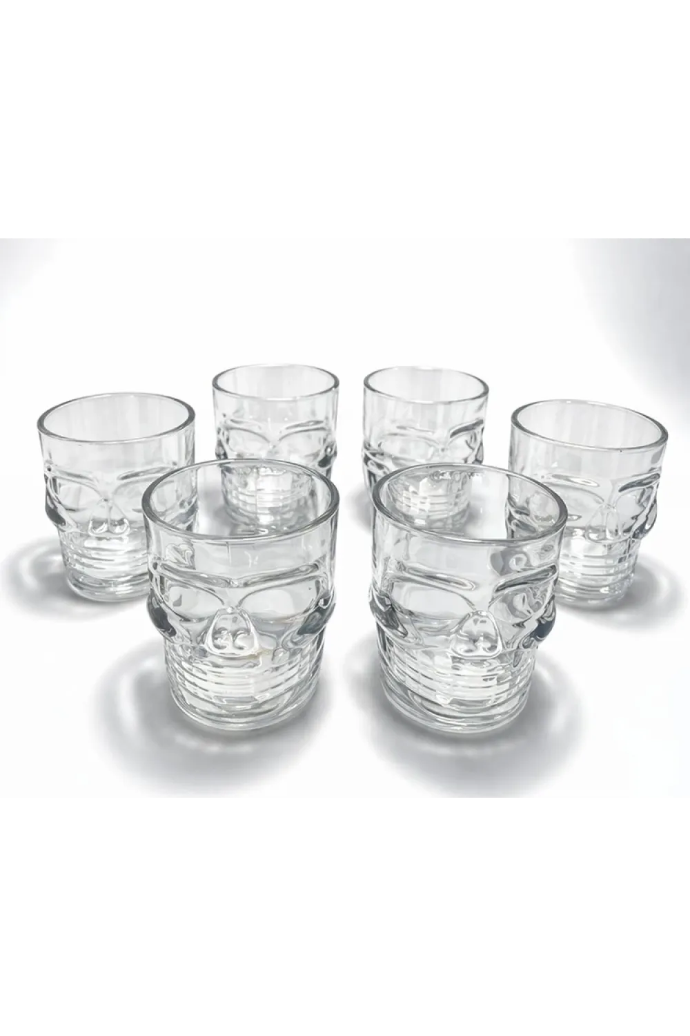 6lı Kurukafa Şeffaf Cam Shot Bardağı Seti 6x5 cm