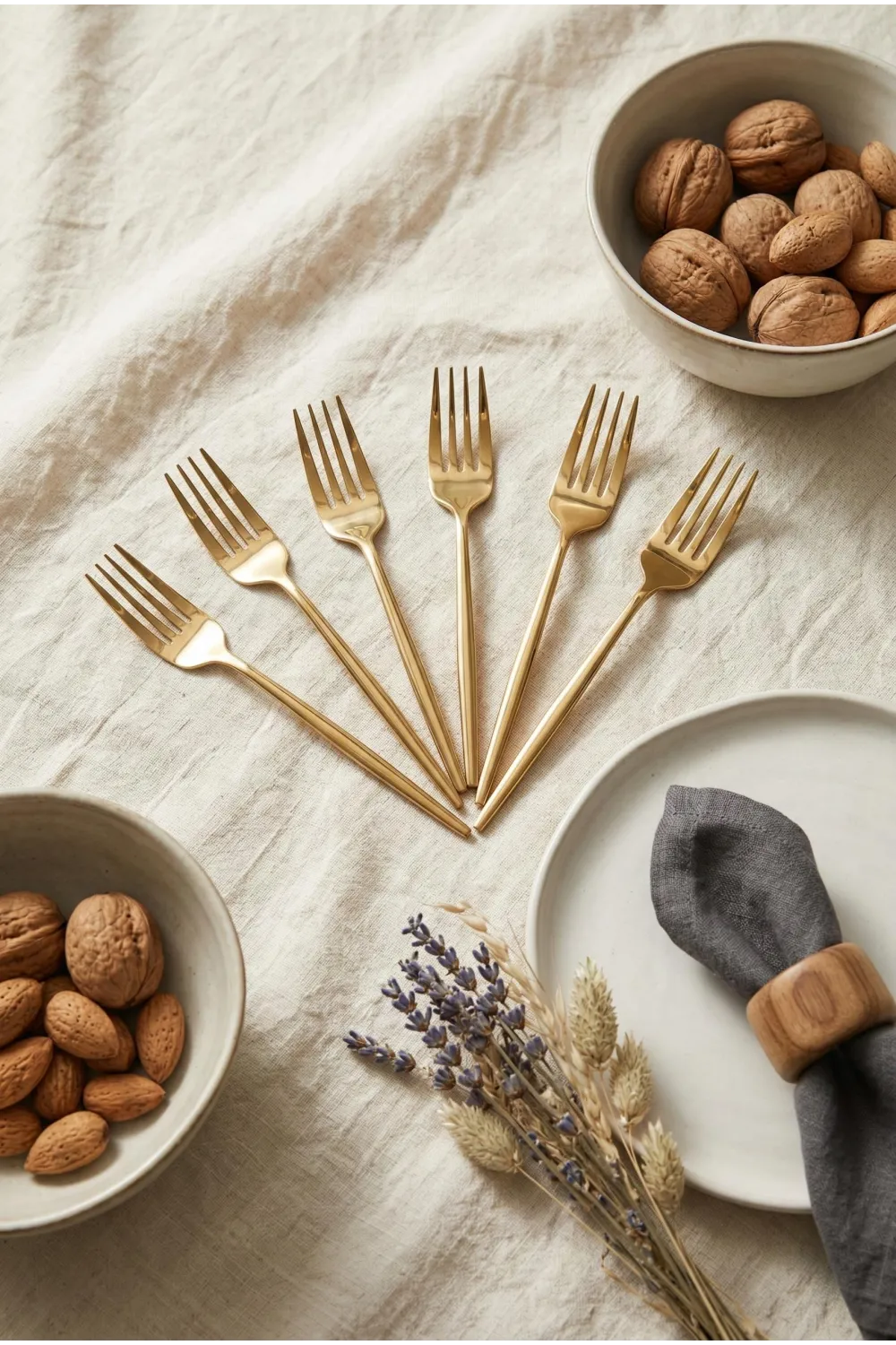 6lı Lüks Gold Paslanmaz Çelik Tatlı Çatalı Seti (16 cm)