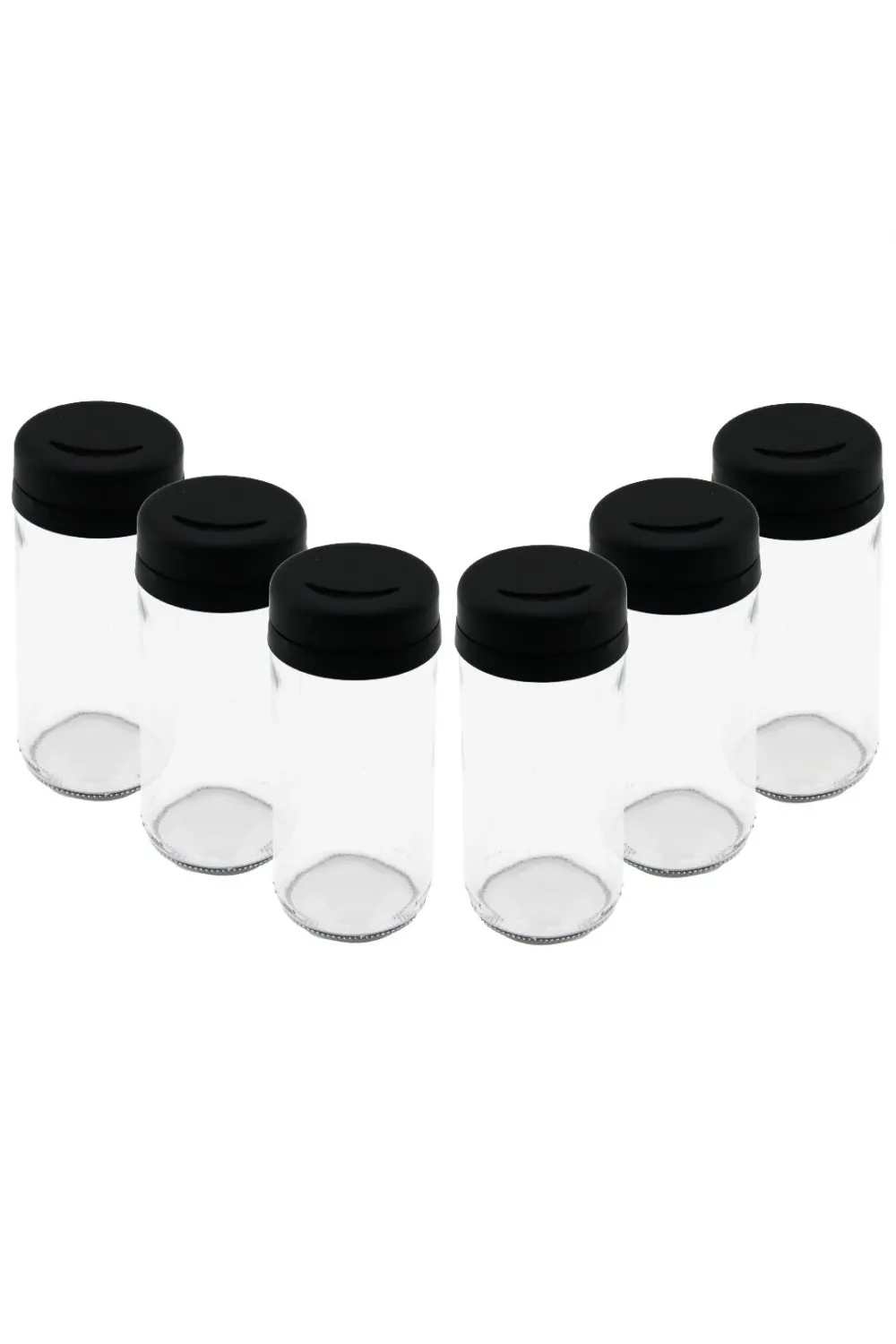 6 Pcs Cam - 225ml Baharatlık - Tuzluk Plastik Kapak