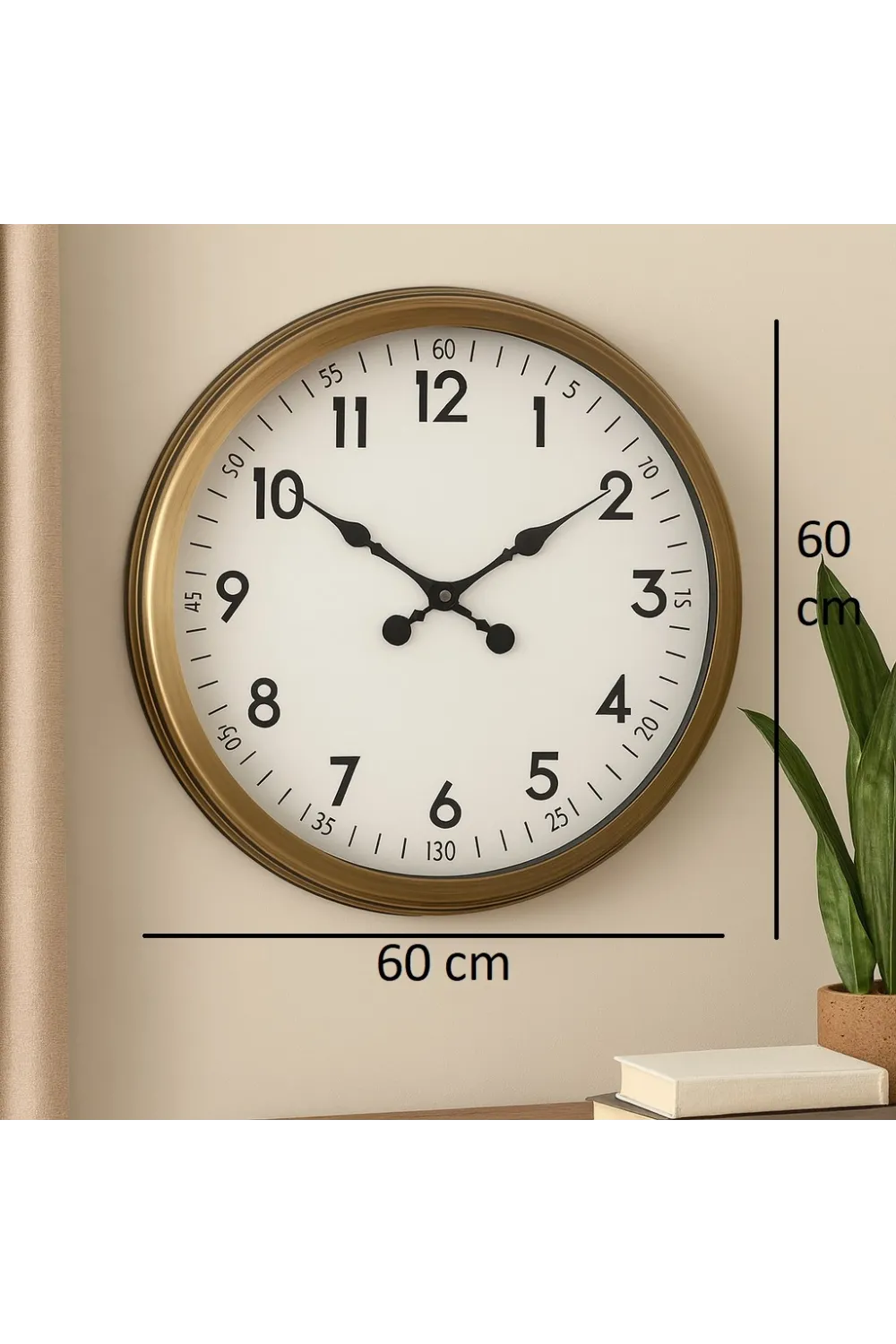 60 cm Eskitme Metal Dekoratif Duvar Saati