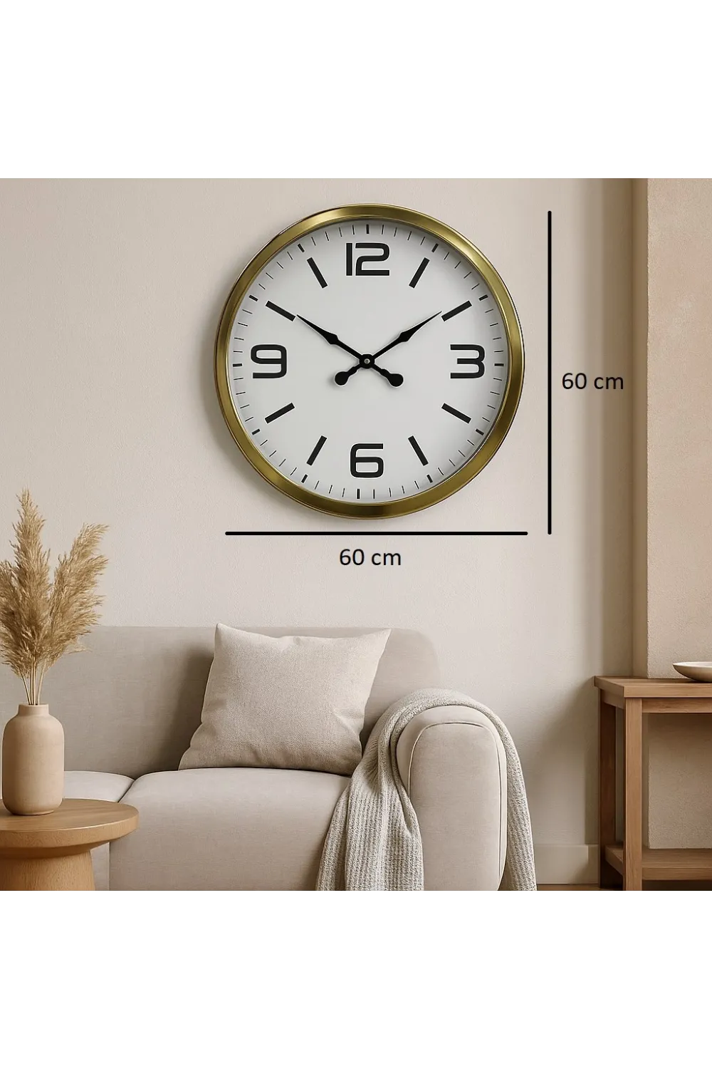 60 cm Gold Metal Dekoratif Duvar Saati