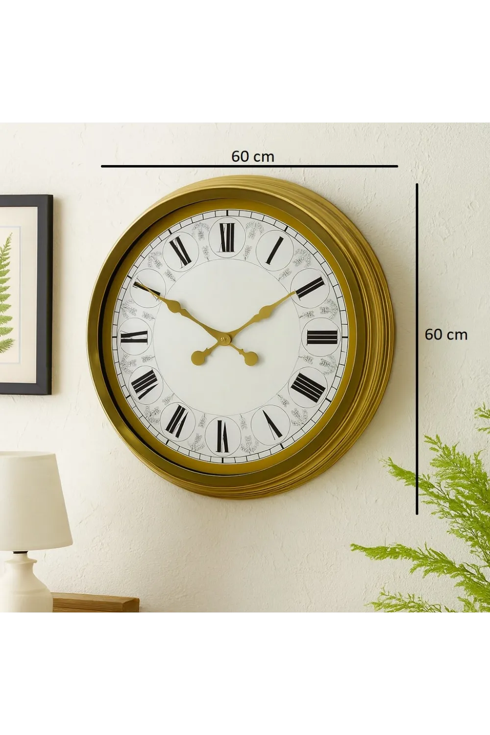 60 cm Gold Metal Roma Rakamlı Duvar Saati