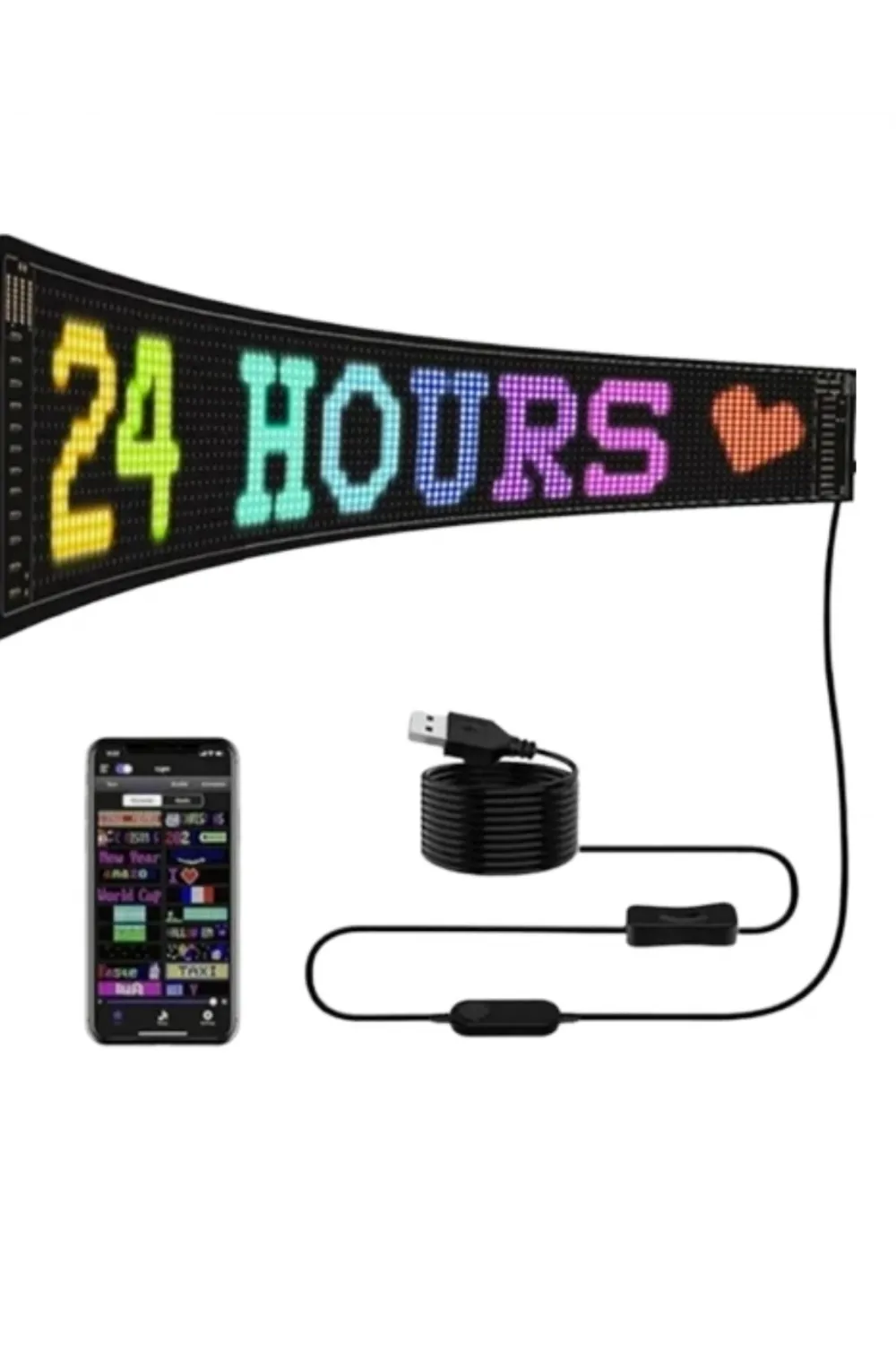 60 Cm Led Matrix Panel 16x96 Piksel Bluetooth Kontrollü Rgb Kayan Yazı Ekranı
