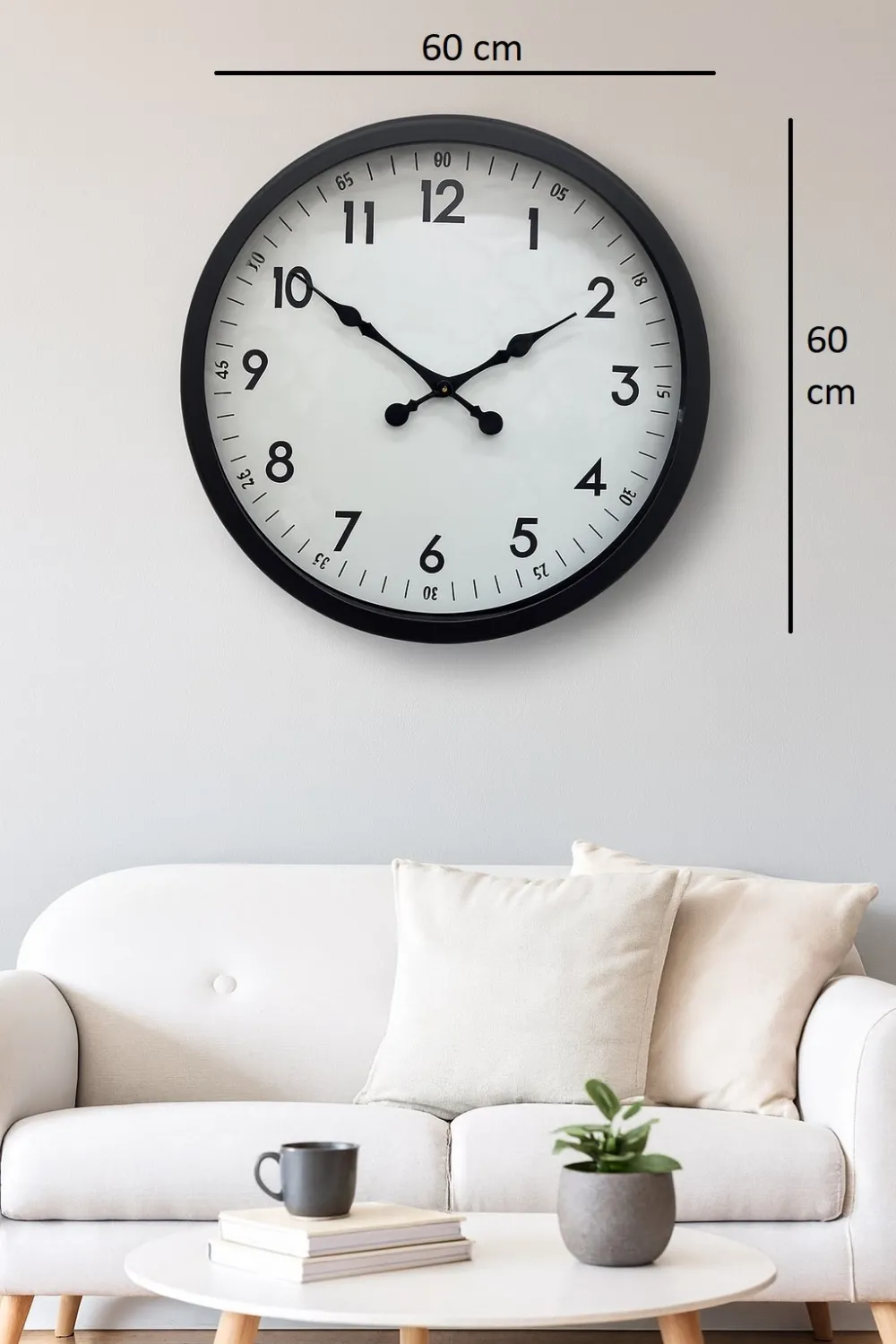 60 cm Siyah Dekoratif Metal Duvar Saati