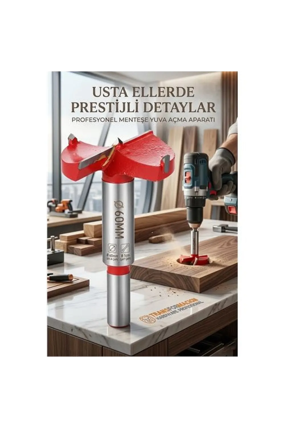 60 MM Ahşap Menteşe Yuvar Teri Açma Ahşap Delme Matkap Ucu 1 cm Şaft 722979