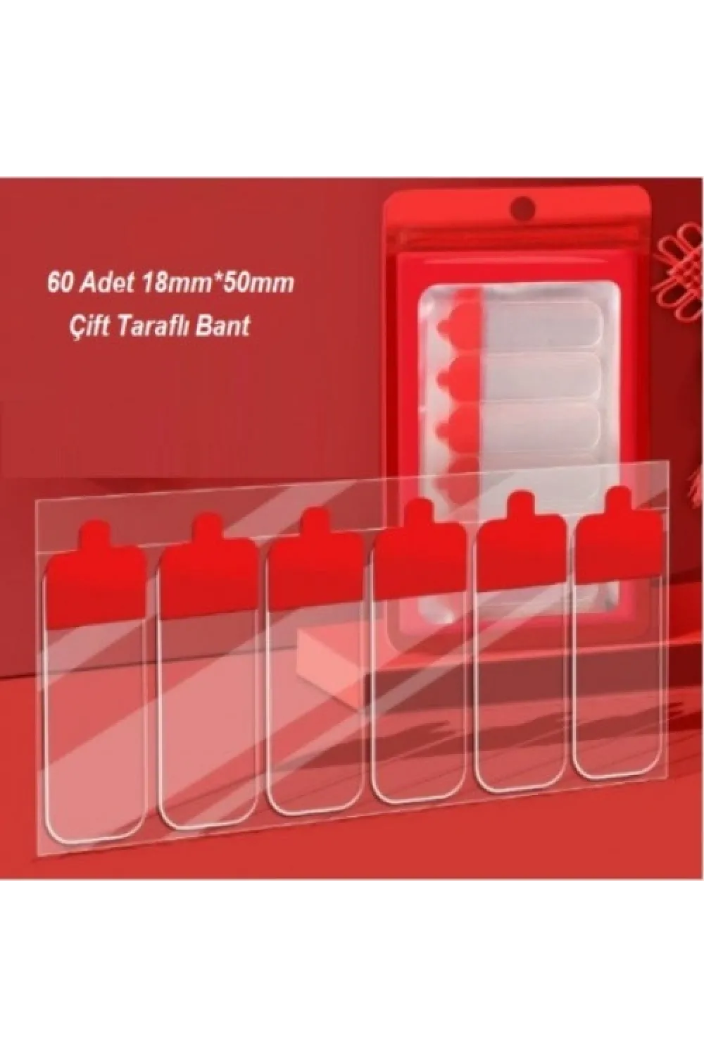 60 Parça Kolay Açılır Güçlü Çift Taraflı Bant 18mmx50mm