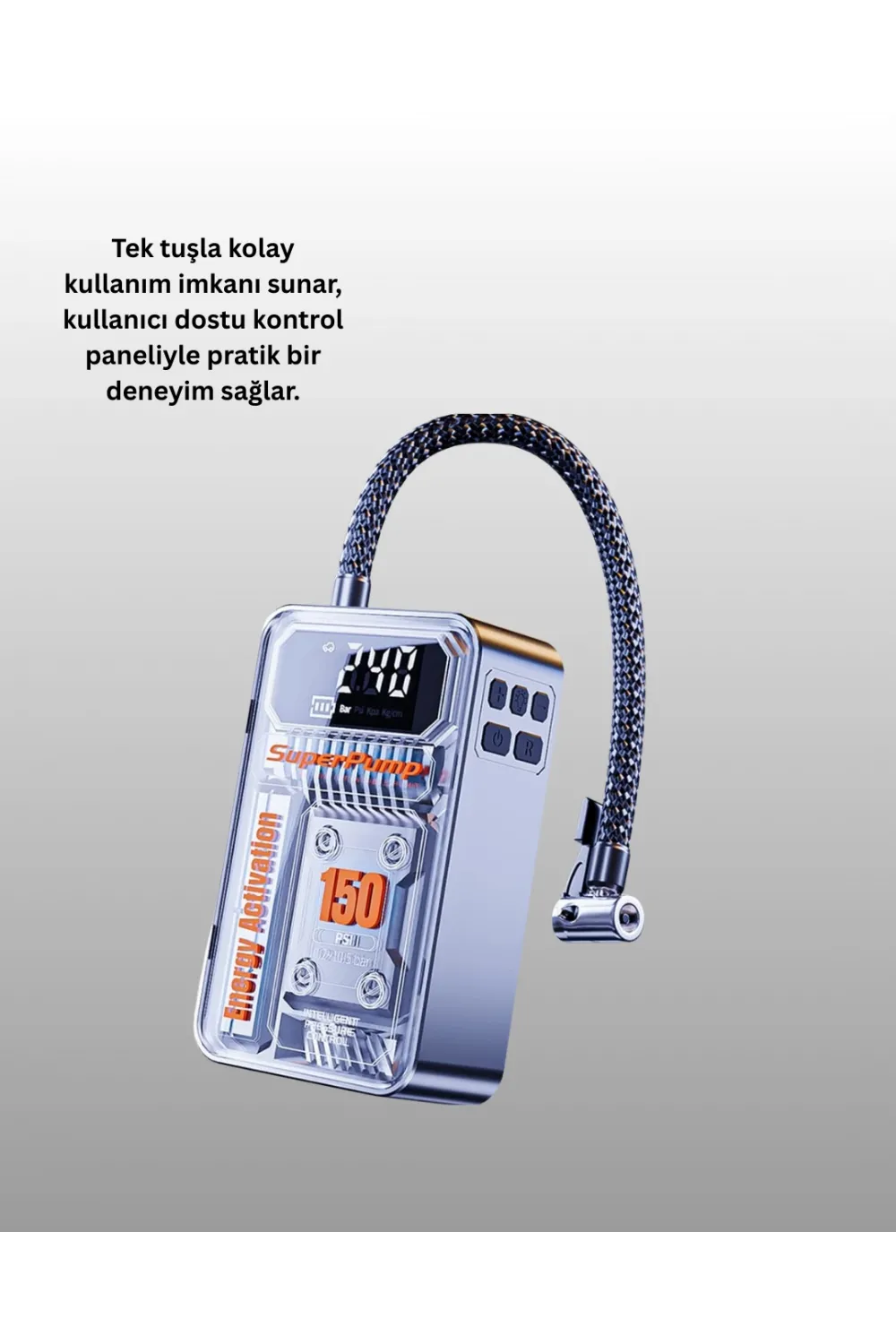 6000mah Bataryalı Led Ekranlı Akıllı Hava Kompresörü