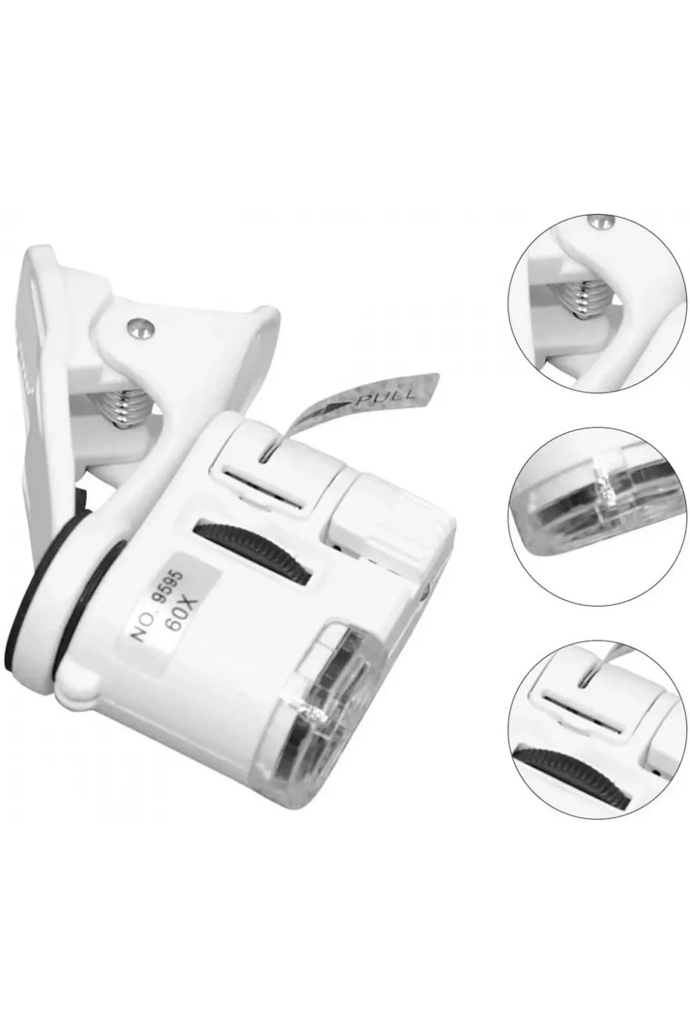 Nikula 60X Mini Cep Telefonu Için Mandallı Mikroskop Uv Ledli Büyüteç Model AL2431