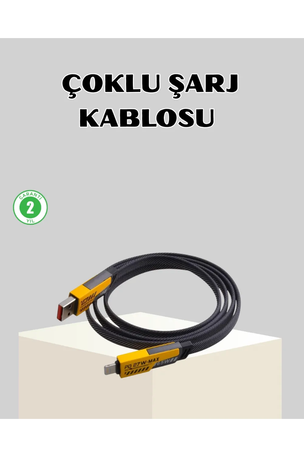 65w Çoklu Şarj Kablosu 4’ü 1 Arada Örgülü Hızlı Veri Aktarım Usb-c Usb-a