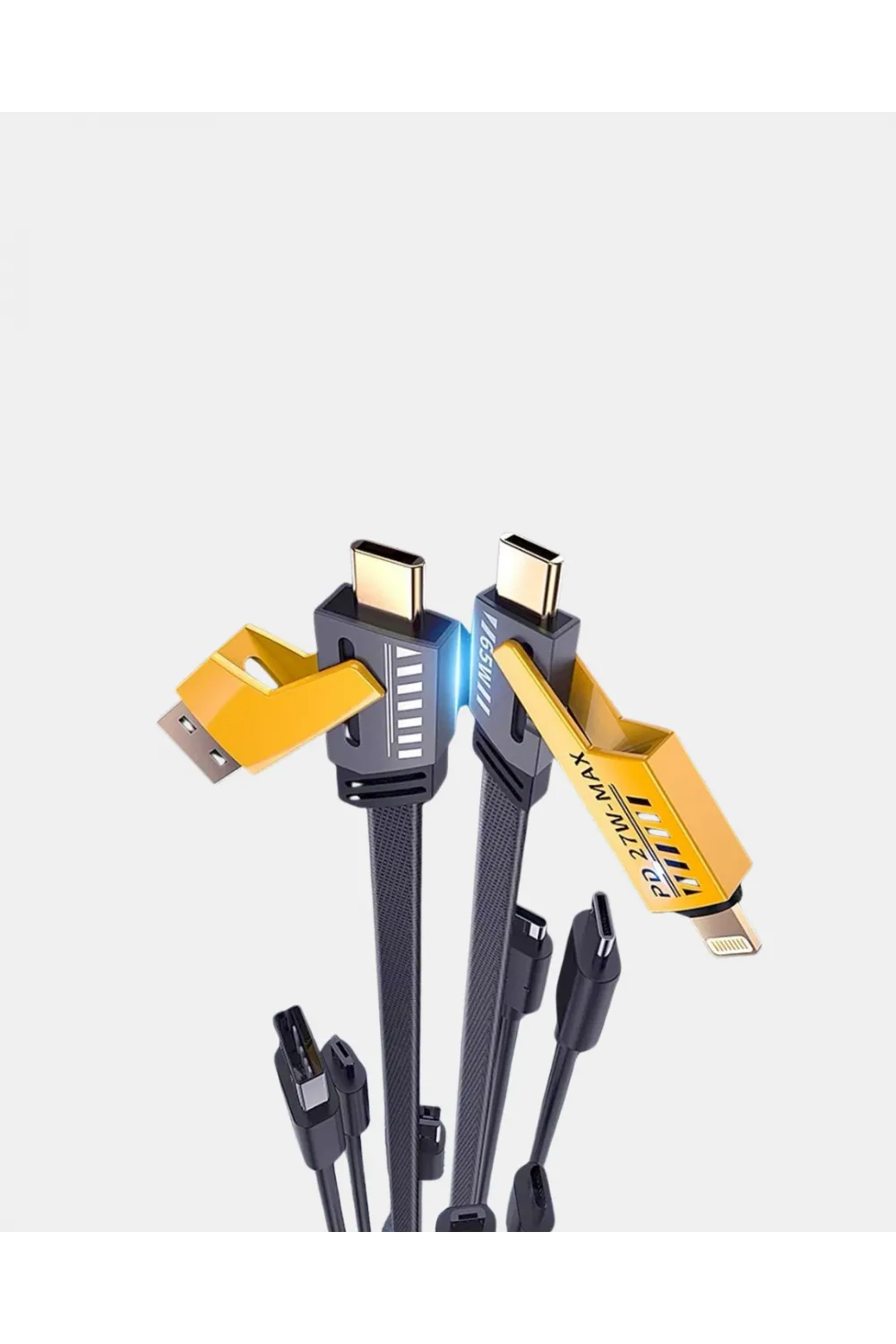 65w Çoklu Şarj Kablosu 4’ü 1 Arada Örgülü Hızlı Veri Aktarım Usb-c Usb-a