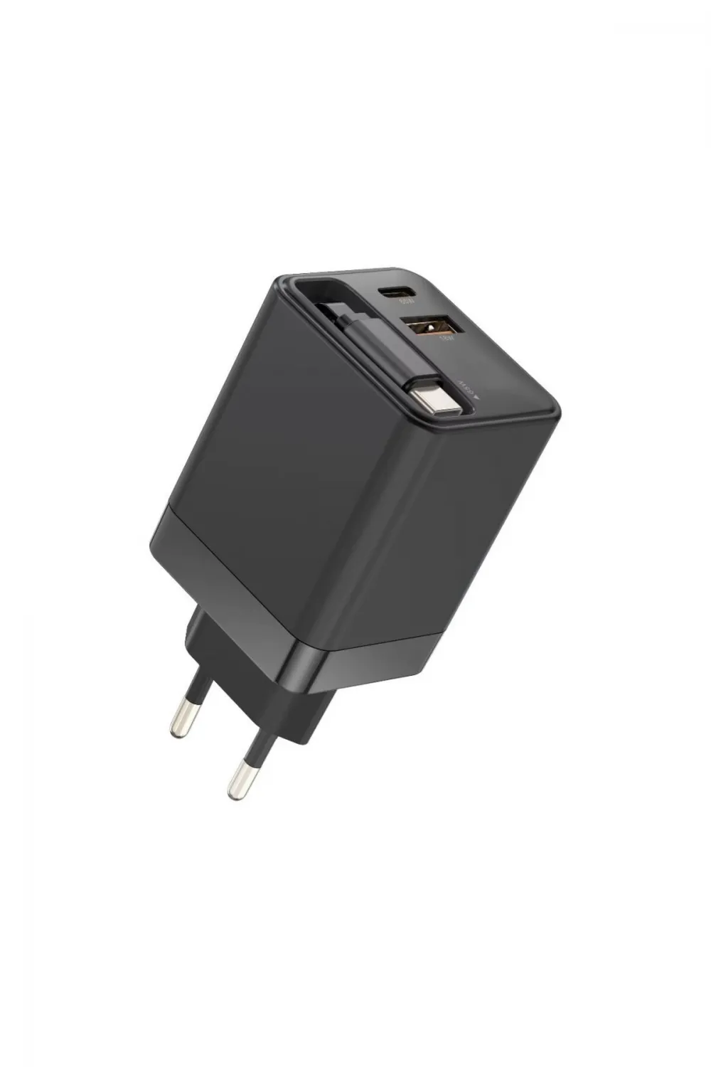 65W Süper Hızlı Şarj Cihazı | Dahili Type-C Kablo | USB-C & USB-A Çıkış | Çoklu Cihaz Desteği