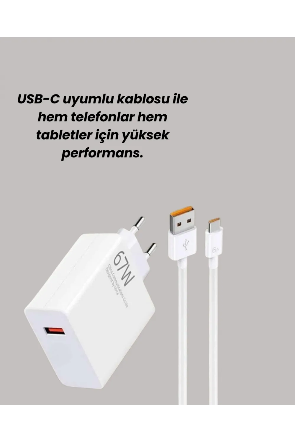 67w Hızlı Şarj Adaptörü Ve Veri Aktarım Özellikli Type-c Kablo Seti