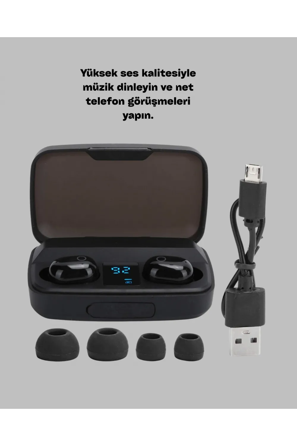 1800 mah Güçlü Şarj Kutusu İle Bluetooth Kulaklık Seti
