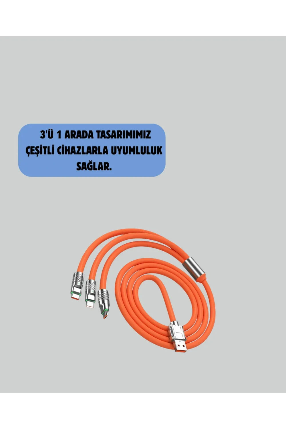 120 w Hızlı Çözüm Sunan 3ü 1 Usb Şarj Kablosu– Sağlam Gövde