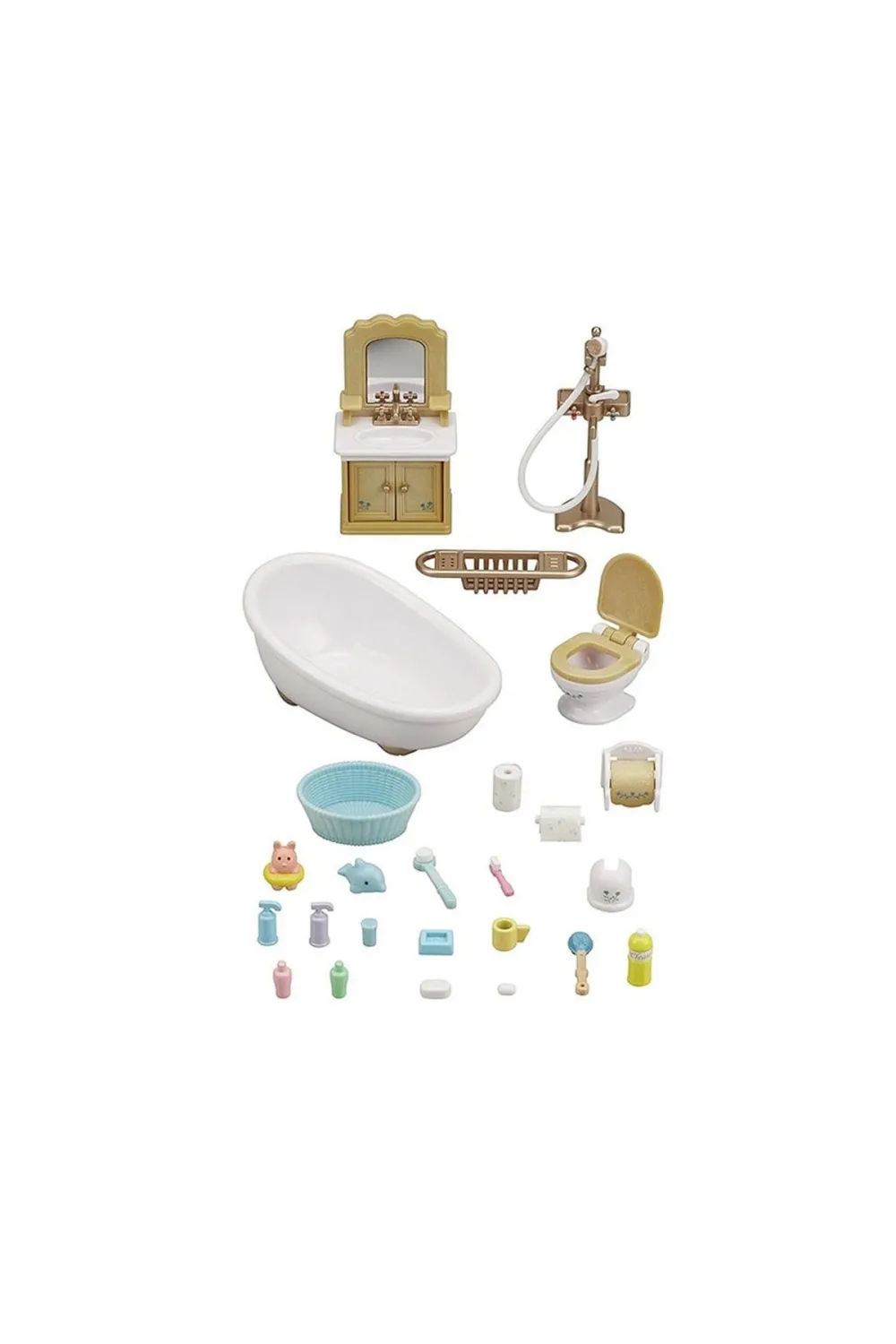 5286 Sylvanian Families, Banyo Seti, 20 parça ,+3 yaş, figürler ayrı satılır.