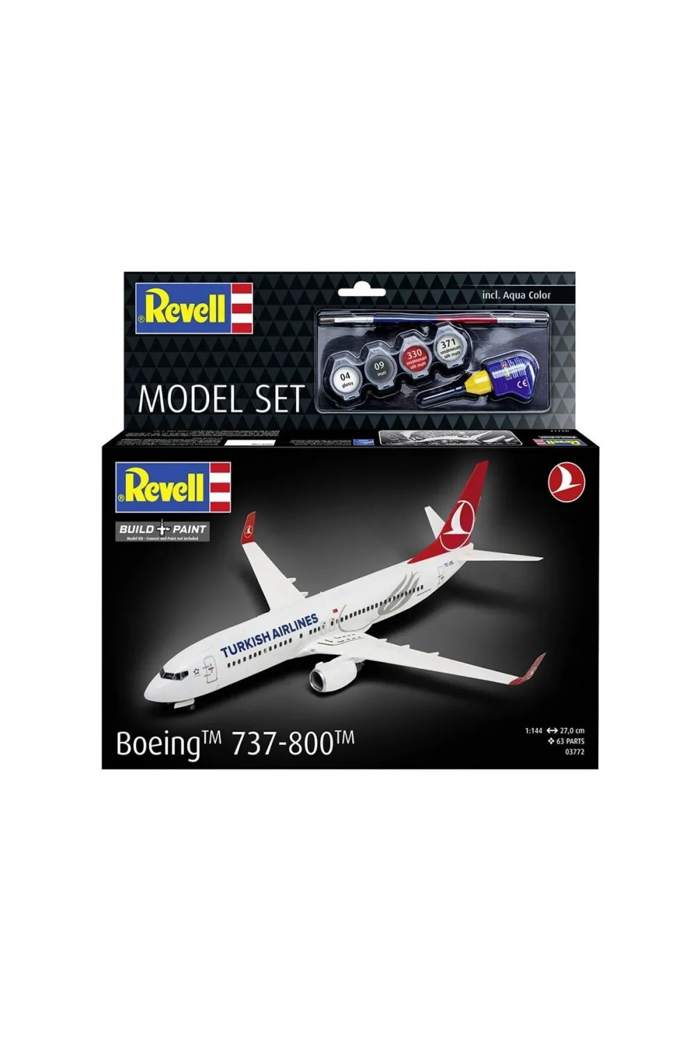 63772 Revell - Turkish Airlines Boeing 737-800 1:144 Maket Kiti