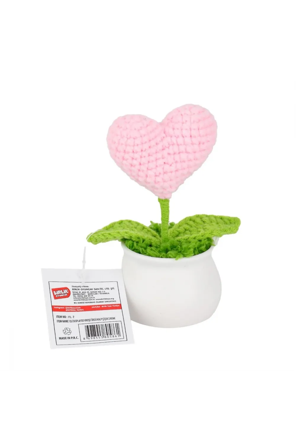 FL-7 12Lİ Kroşe Örgü Saksıda Kalp -Birliktoys