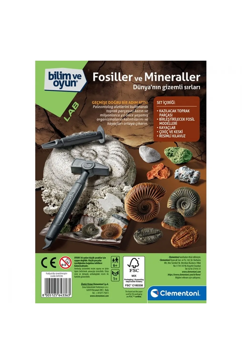 64336 Bilim ve Oyun - Fosiller ve Mineraller Kazı Seti