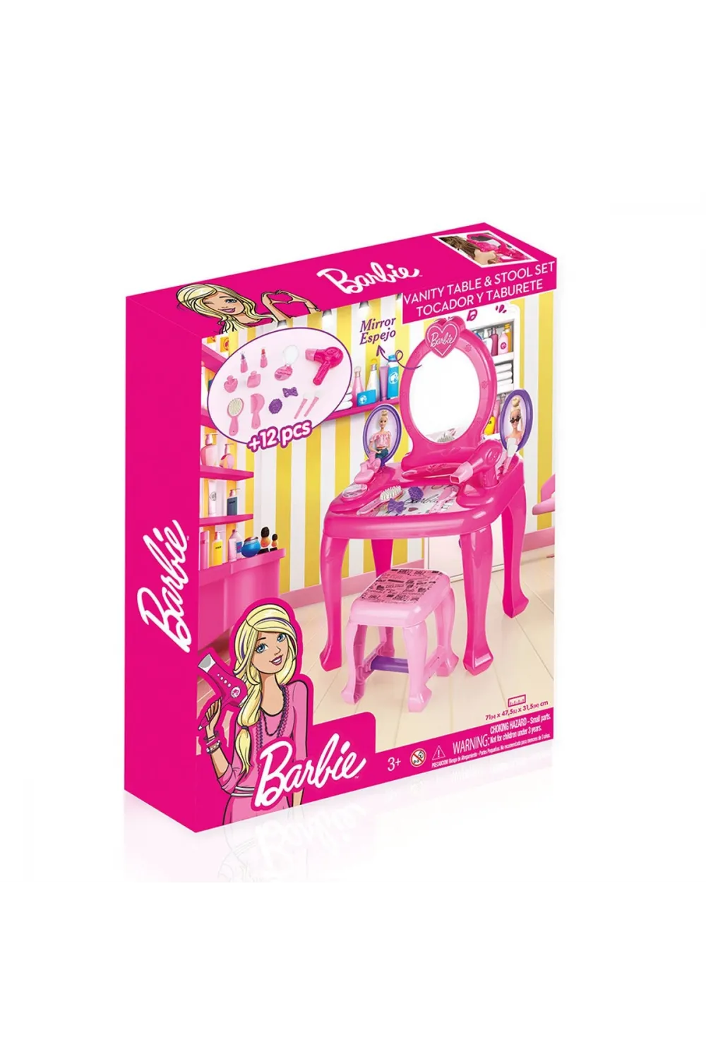 1609 Barbie Ayaklı Makyaj Masası ve Sandalye Seti - Dolu