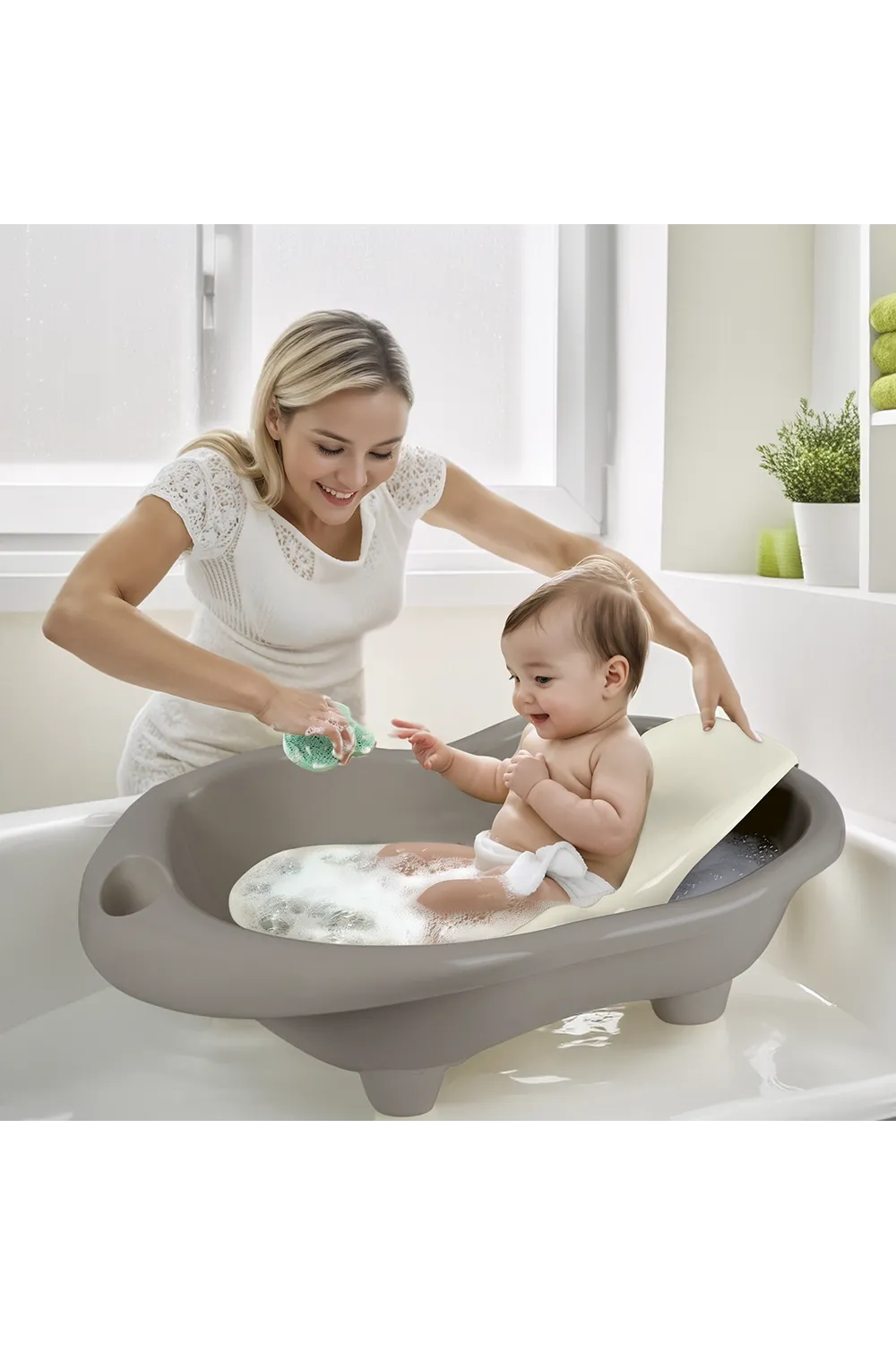 7270 HİPPO OYUNCAK BEBEK YIKAMA KÜVETİ VE DESTEĞİ STONE GRİ