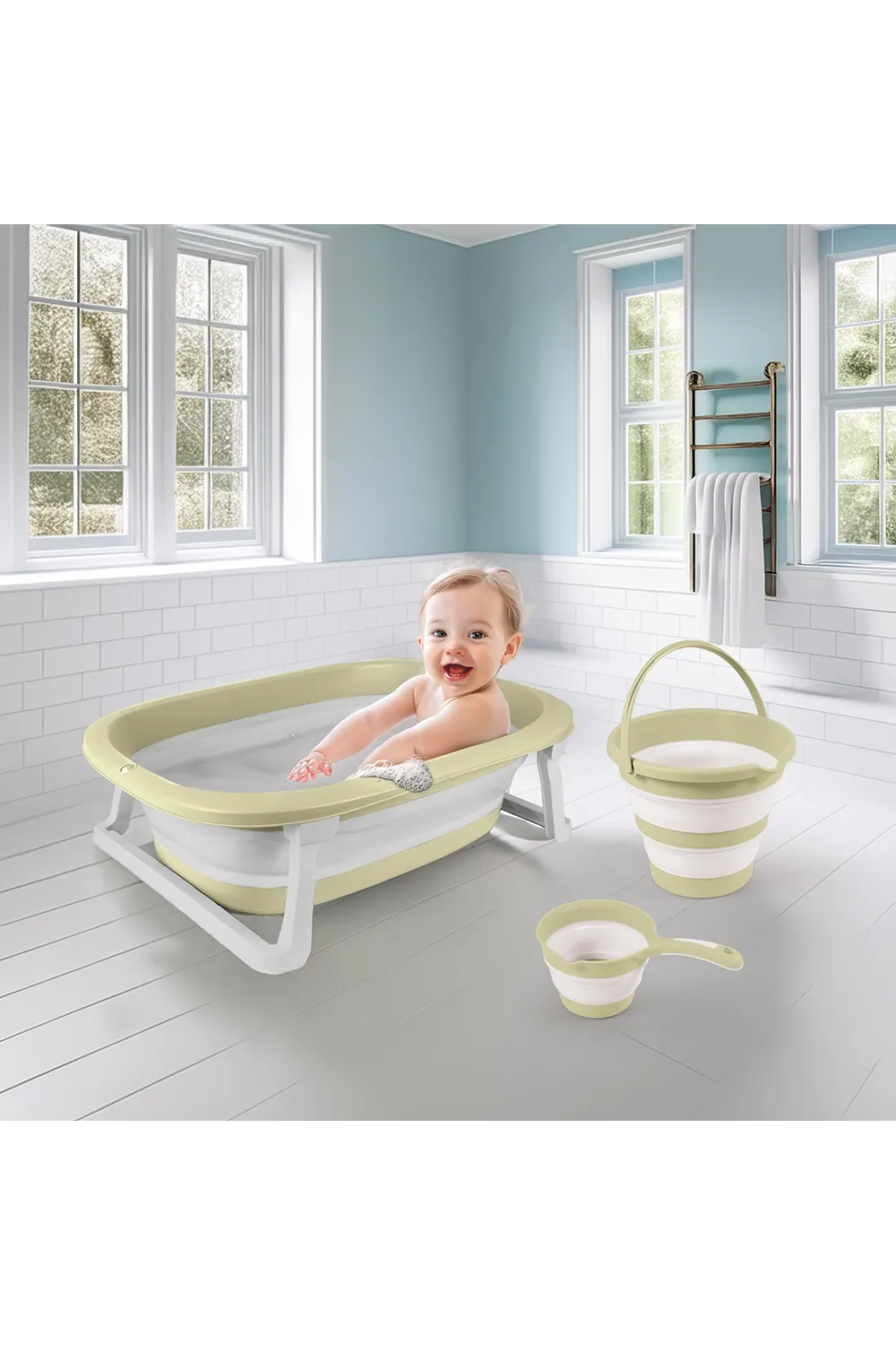 7273 KATLANABİLİR ÜÇLÜ BEBEK BANYO SETİ STONE GRİ