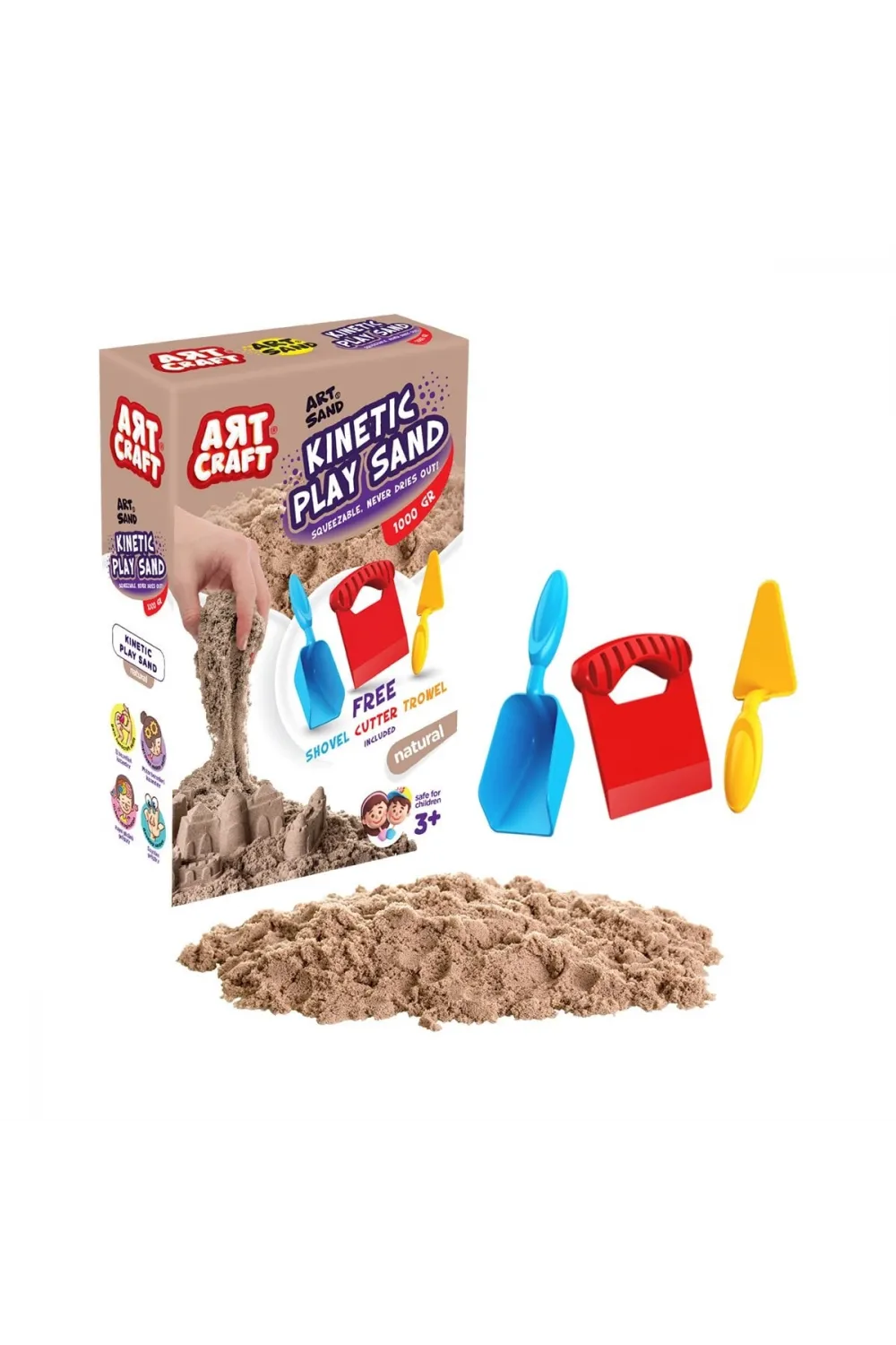 03690  Aksesuarlı Naturel Kinetik Oyun Kumu 1000 gr -Dede