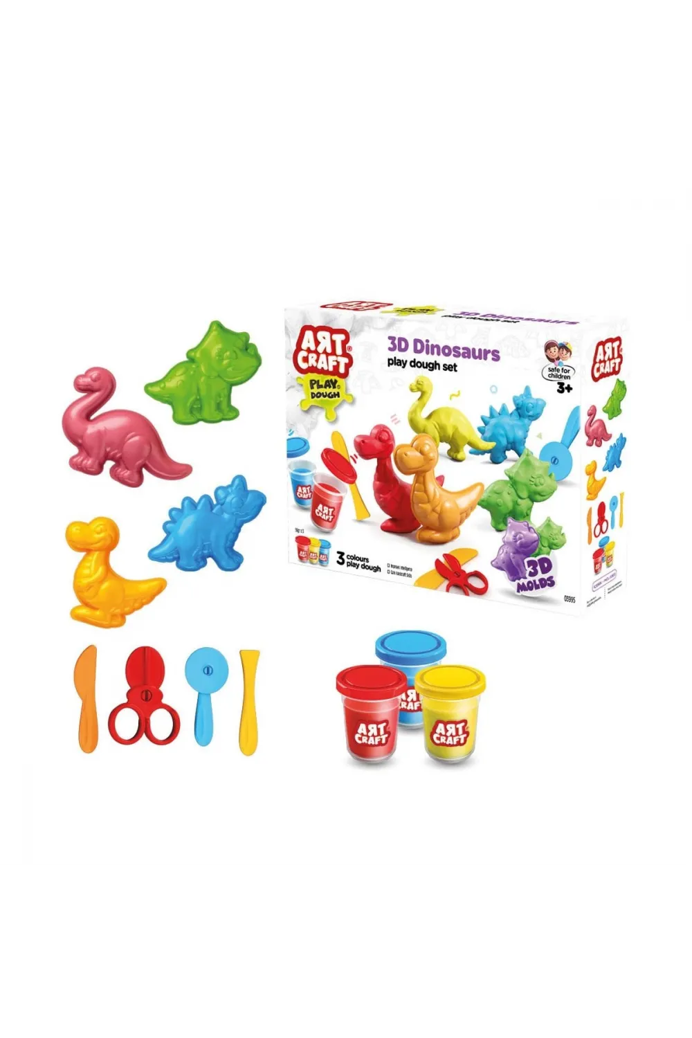 03995 Art Craft 3D Dinozorlar Hamur Set 168 Gr -Fentoys
