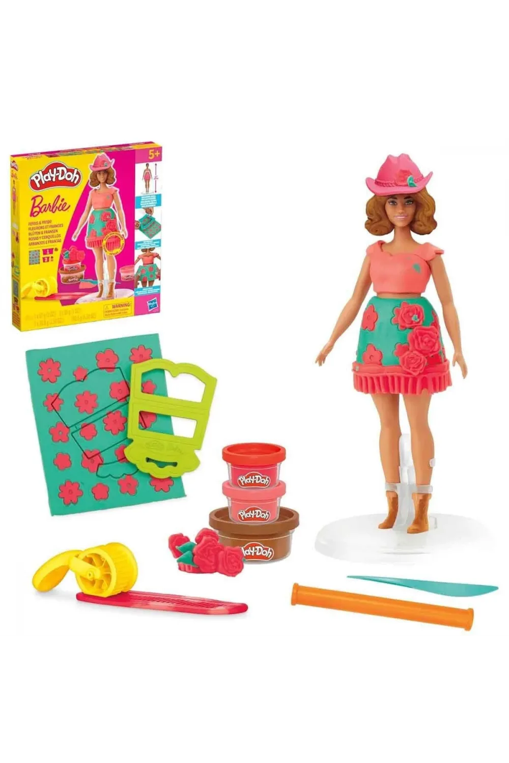 G1360 Play-Doh Barbie Çiçek Desenleri ve Püsküller Hamur Oyun Seti +3 yaş