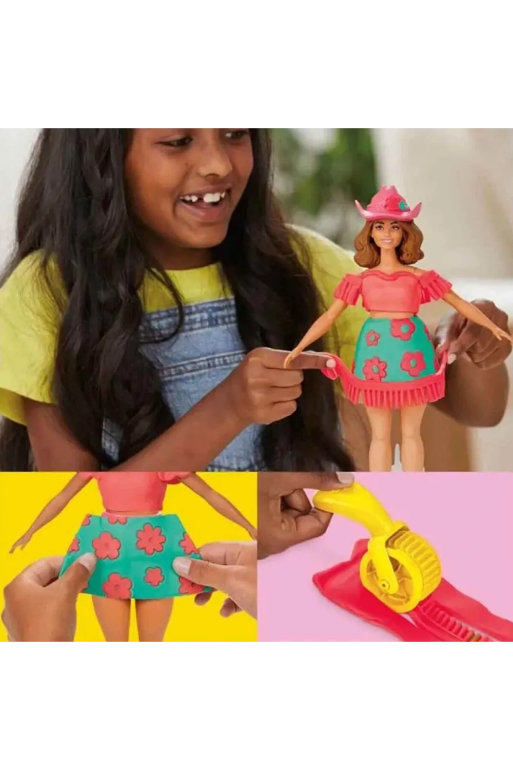 G1360 Play-Doh Barbie Çiçek Desenleri ve Püsküller Hamur Oyun Seti +3 yaş